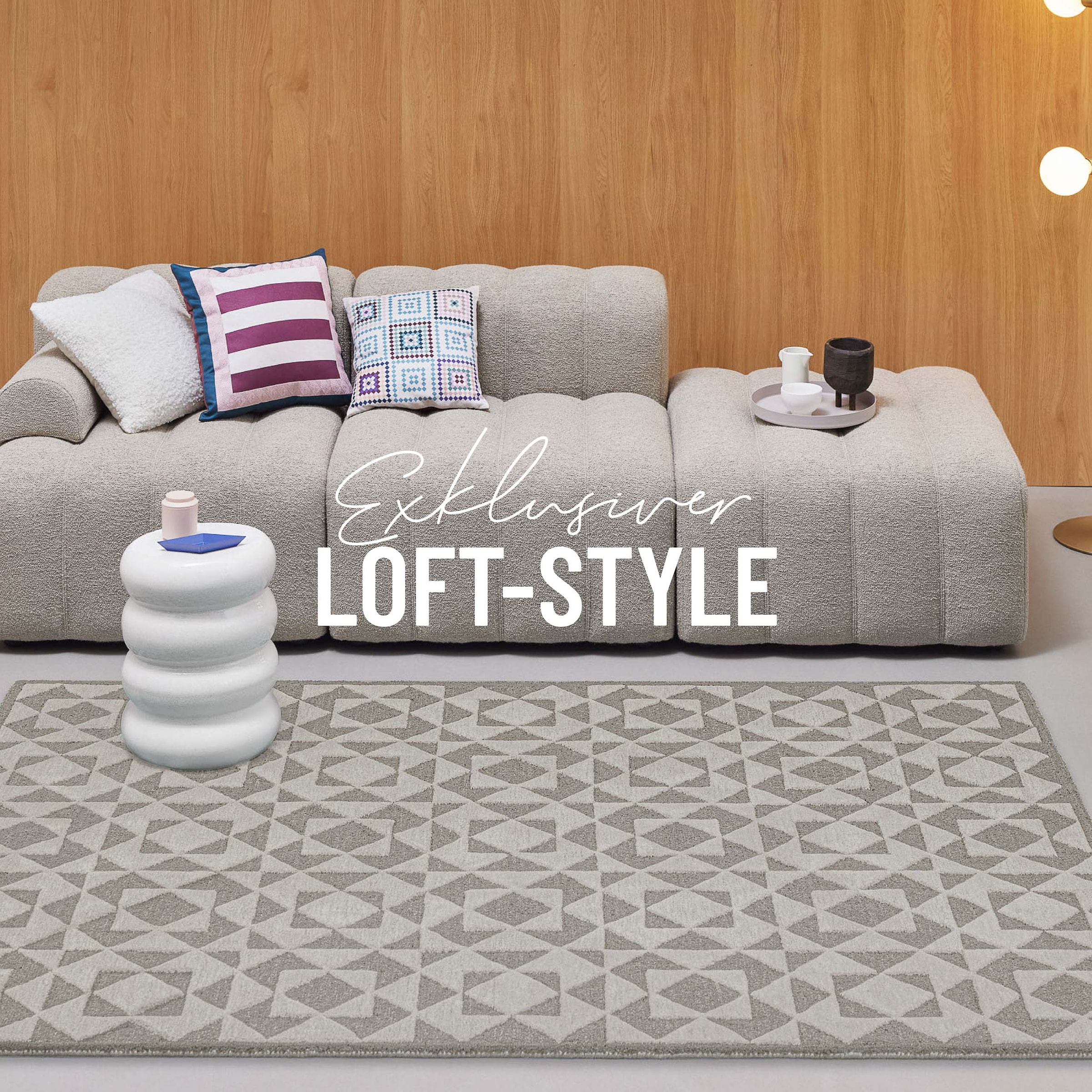 Wecon home Teppich »Downtown«, rechteckig, 10 mm Höhe, handgefertigt, pflegeleicht, Fasermix, Wohnzimmer, Schlafzimmer