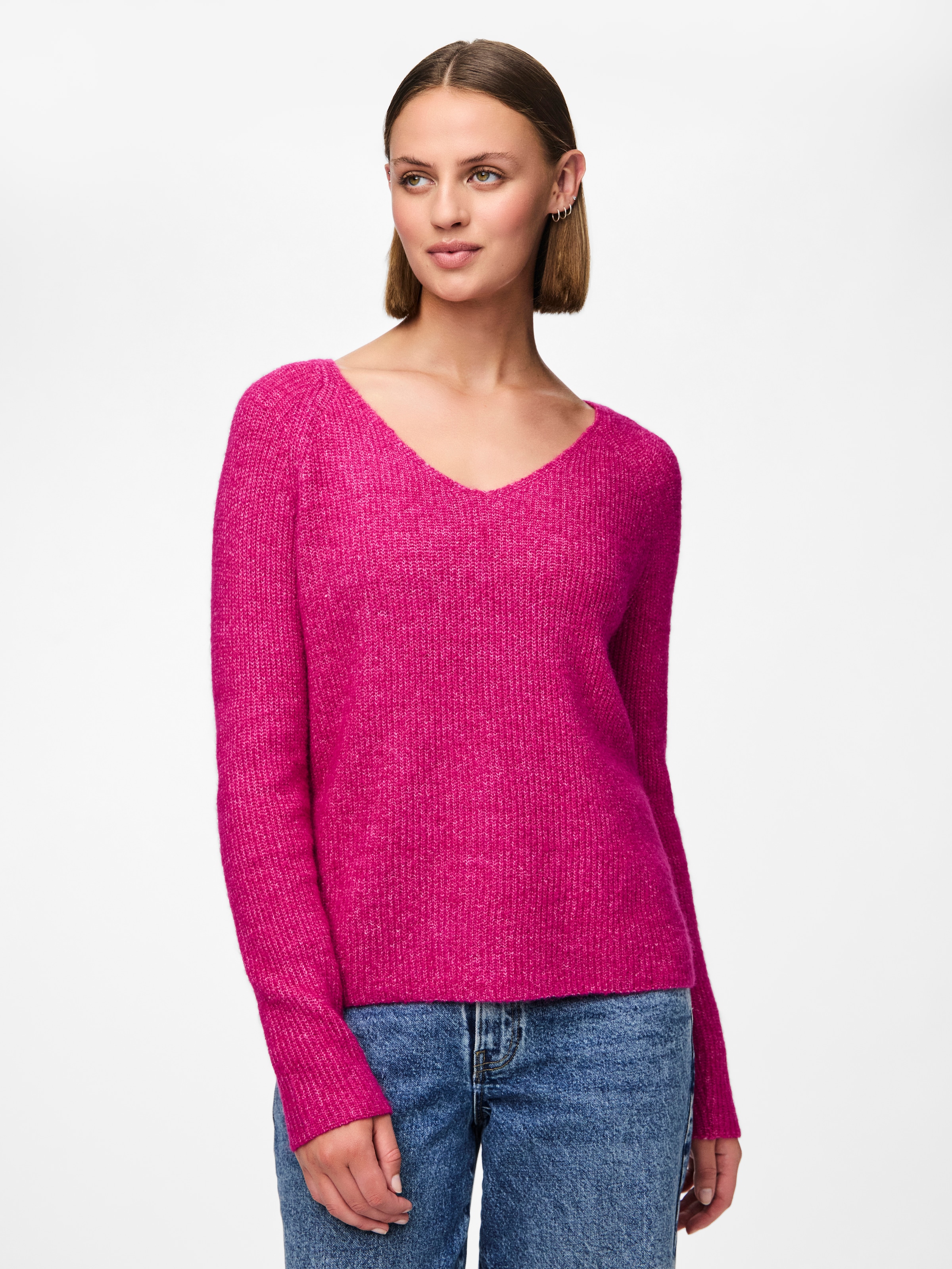 pieces V-Ausschnitt-Pullover »PCELLEN LS V-NECK KNIT NOOS BC«, mit Wolle
