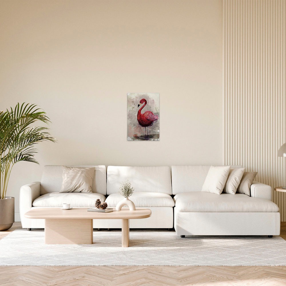 A.S. Création Leinwandbild »Flamingo - Wandbild Creme Beige Grau Keilrahmen günstig online kaufen