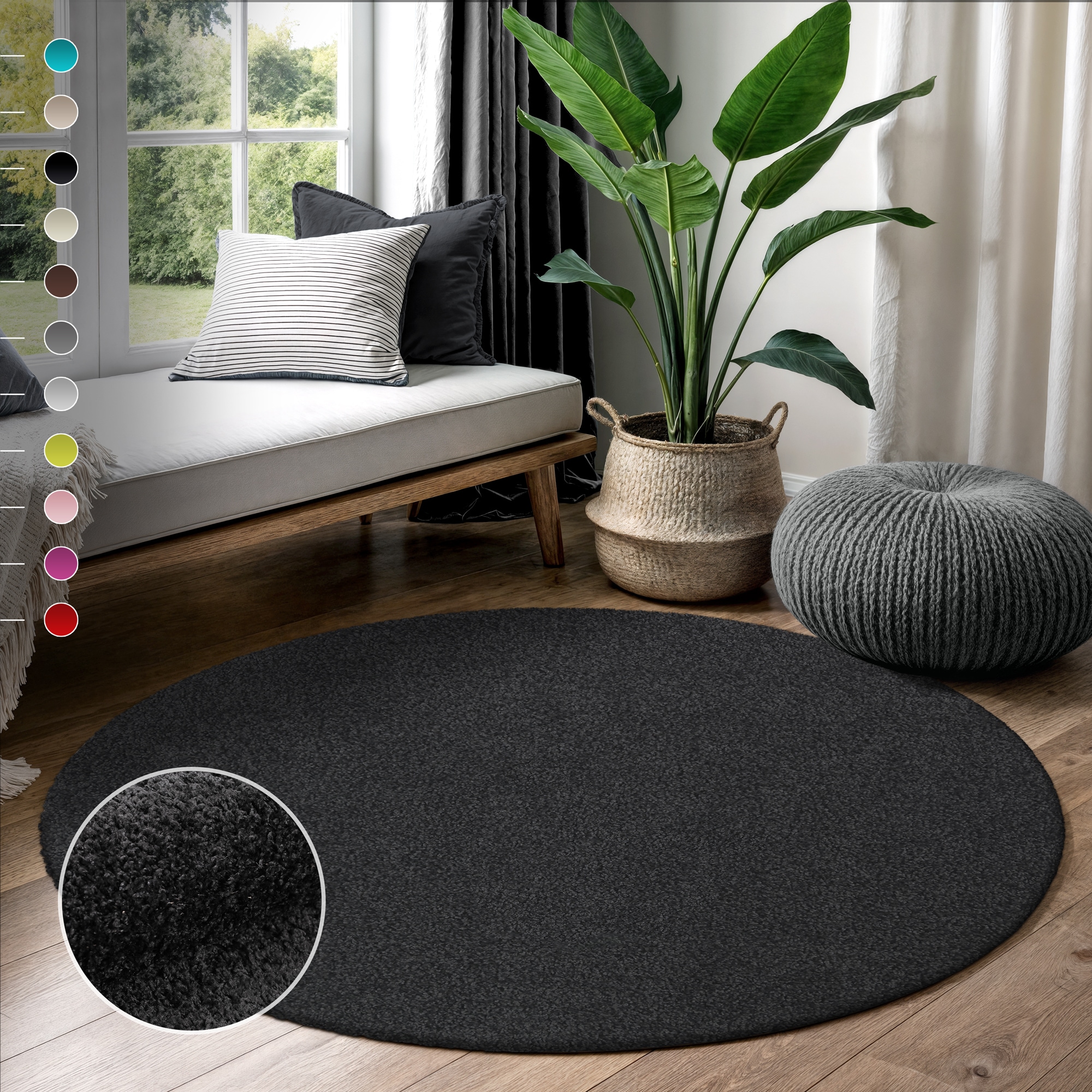Sanat Hochflor-Teppich »LOCA«, rund, 30 mm Höhe, Wohnzimmer, Langflor, Shaggy, Schlafzimmer