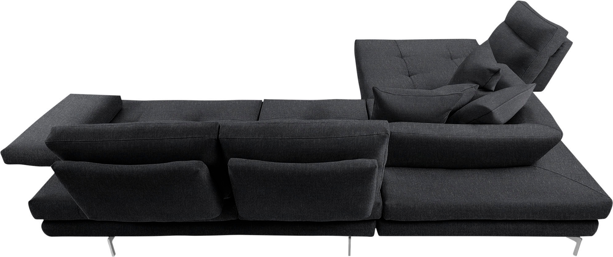 CALIA ITALIA Ecksofa »Toby Wing, L-Form, Designsofa mit sensationellem Sitzkomfort«, Sitztiefenverstell.,wahlw. mit Kissen-Set, Füße chrom glänzend