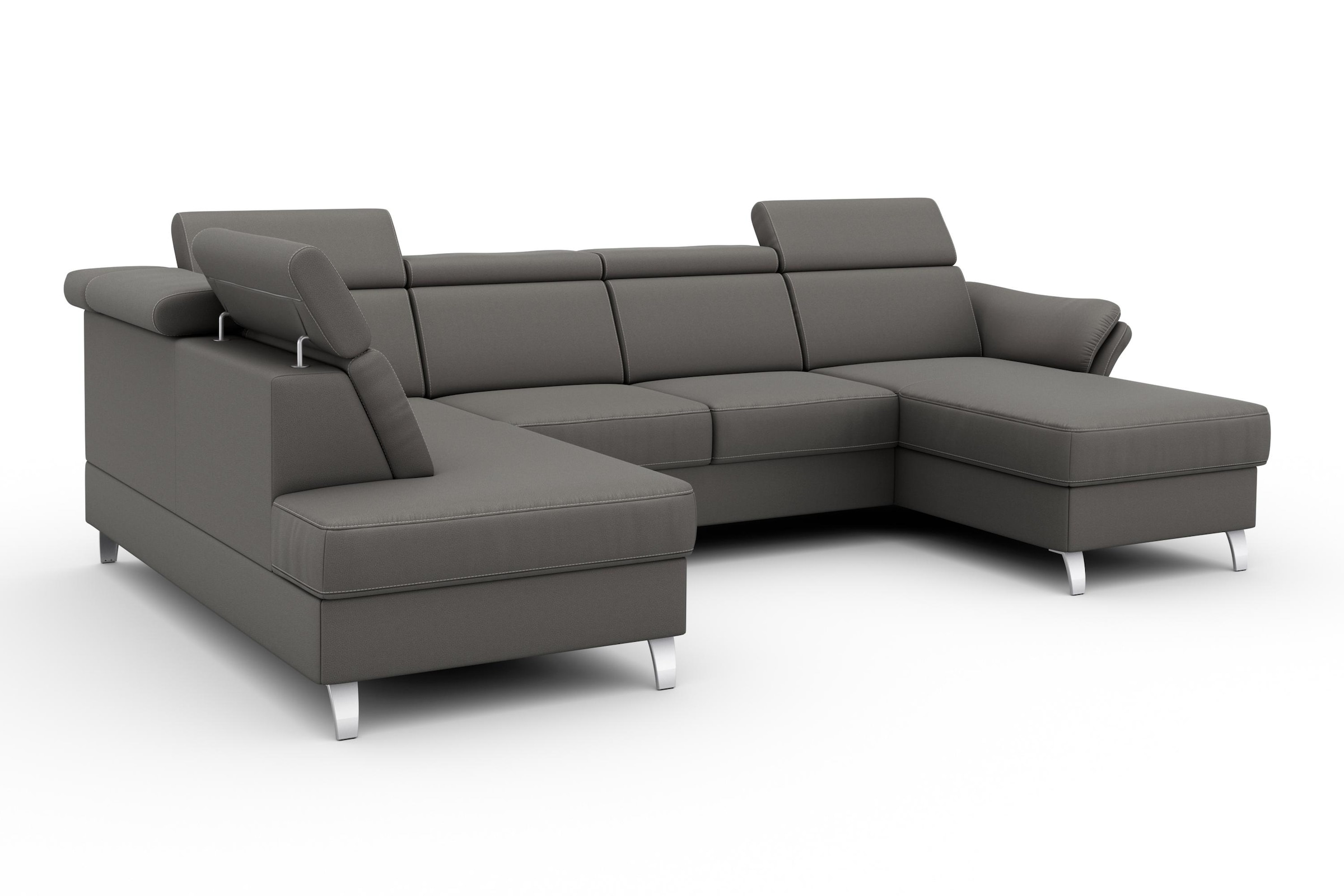 sit&more Wohnlandschaft »Vincenzo U-Form«, inklusive Kopfteilverstellung, wahlweise mit Bettfunktion, Bettkasten