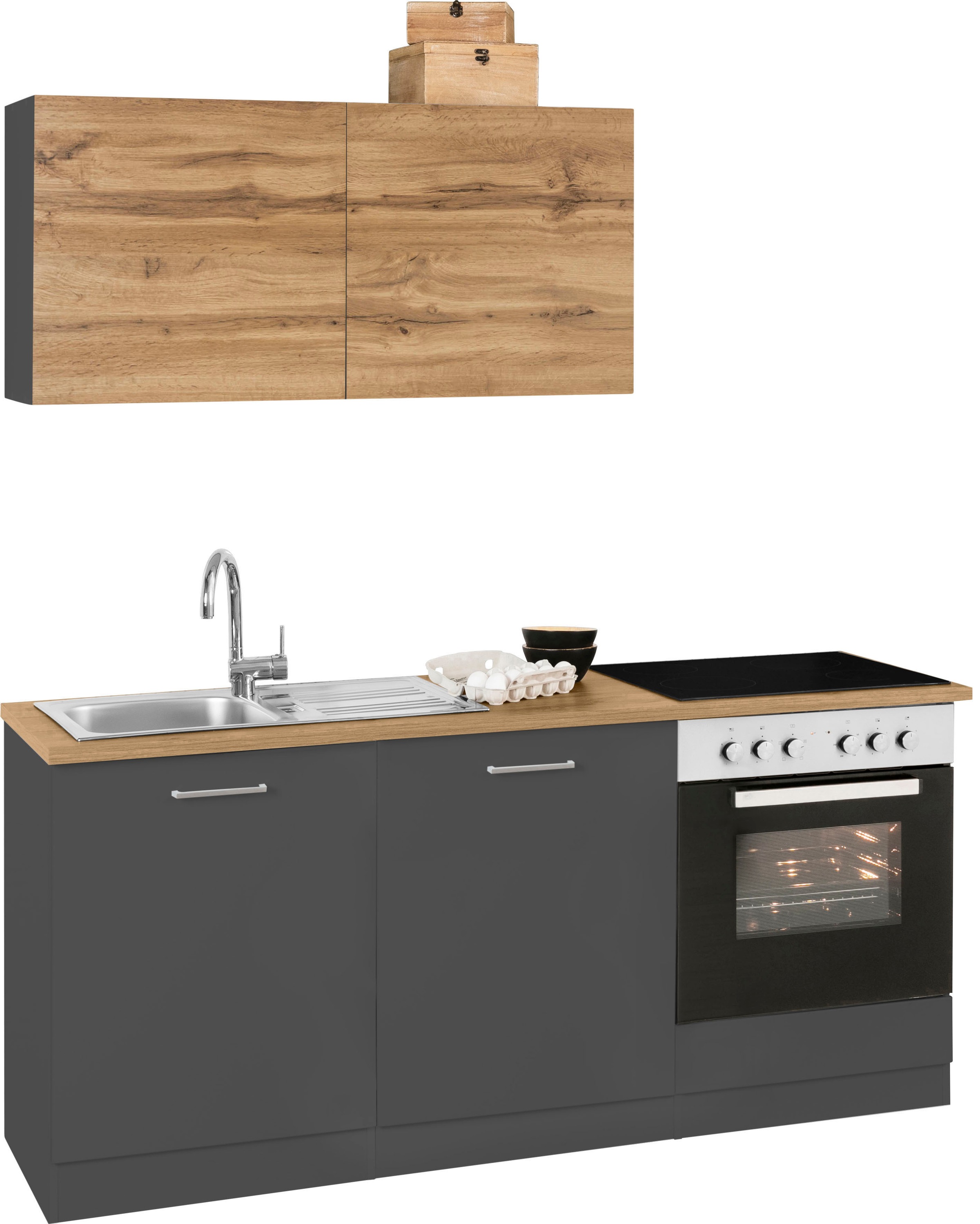 KOCHSTATION Küchenzeile »KS-Kehl«, ohne E-Geräte, Breite 180 cm