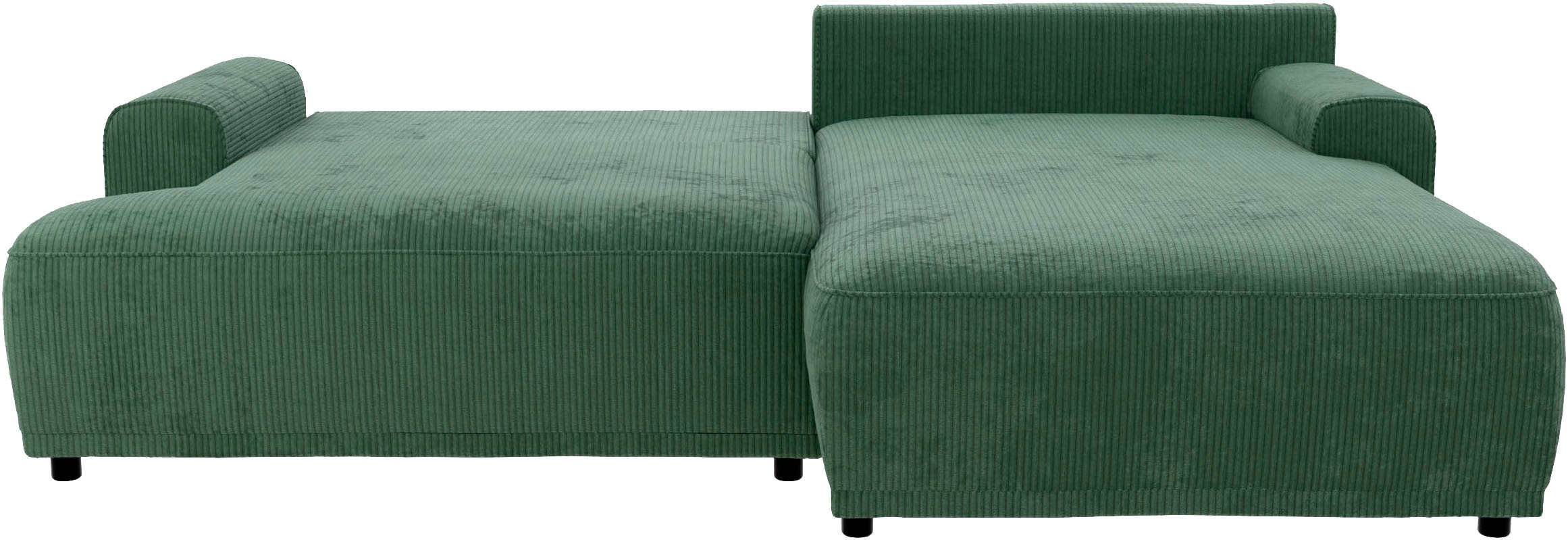TRENDMANUFAKTUR Ecksofa »Fordon, Schlafsofa mit Bettkasten, Couch in L-Form, Breite 250 cm«, in Cordstoff HYPER, dunkelgrün, Recamiere rechts
