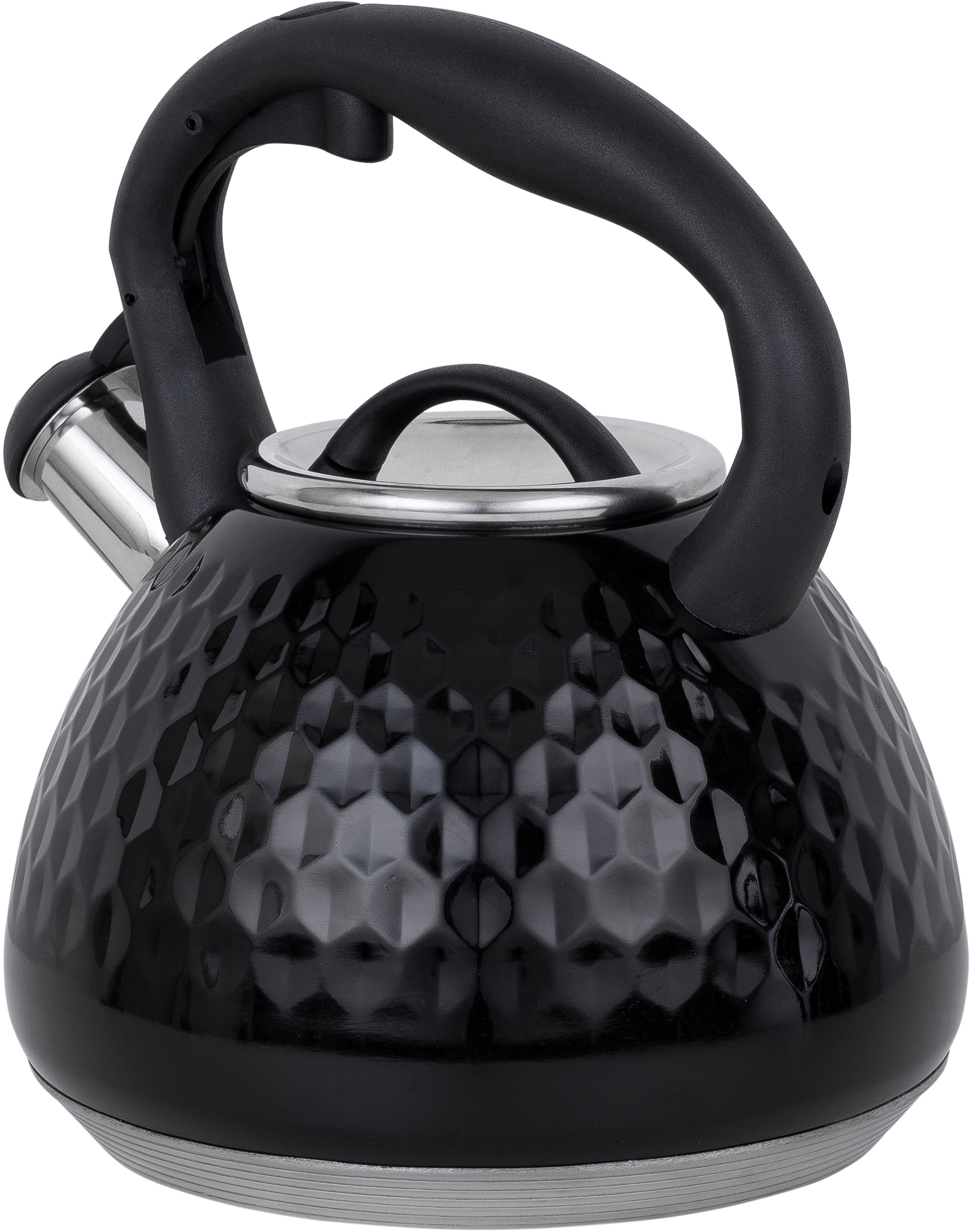 RESTO Kitchenware Wasserkessel »Aries, Flötenkessel 2,7 l, mit 3D-Design, im Geschenkkarton«, Edelstahl, (1 tlg.), mit ergonomischem, wärmeableitenden Bakelit-Griff