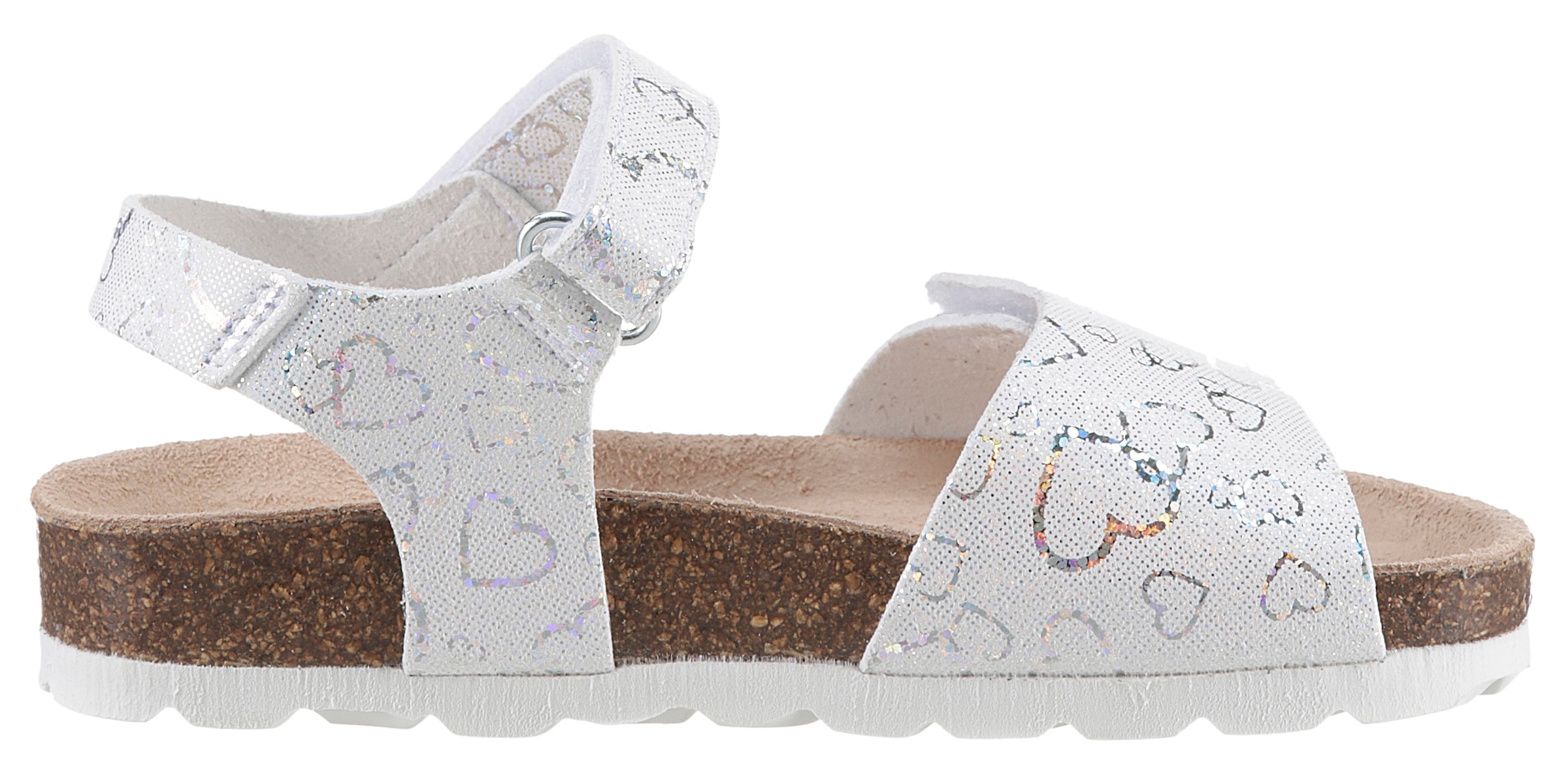 KIDSWORLD Sandale, Sommerschuh, Klettschuh, Sandalette, mit schimmerndem Herzchenprint