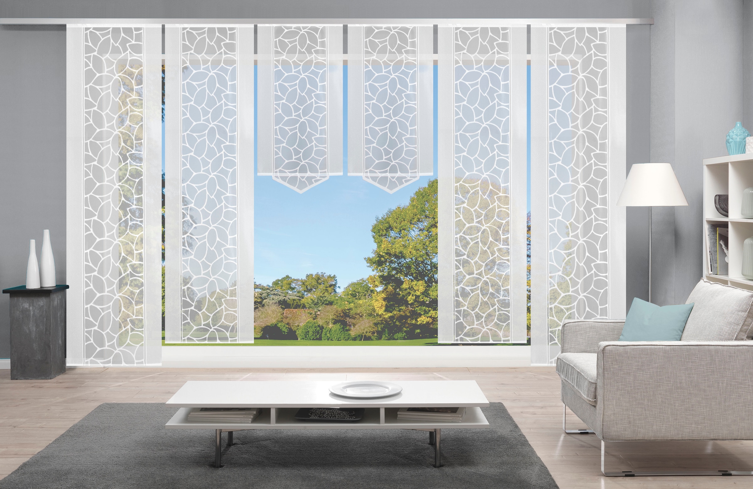 HOME WOHNIDEEN Schiebegardine »JENNA«, (6 St.), Schiebevorhang Jacquard Set günstig online kaufen