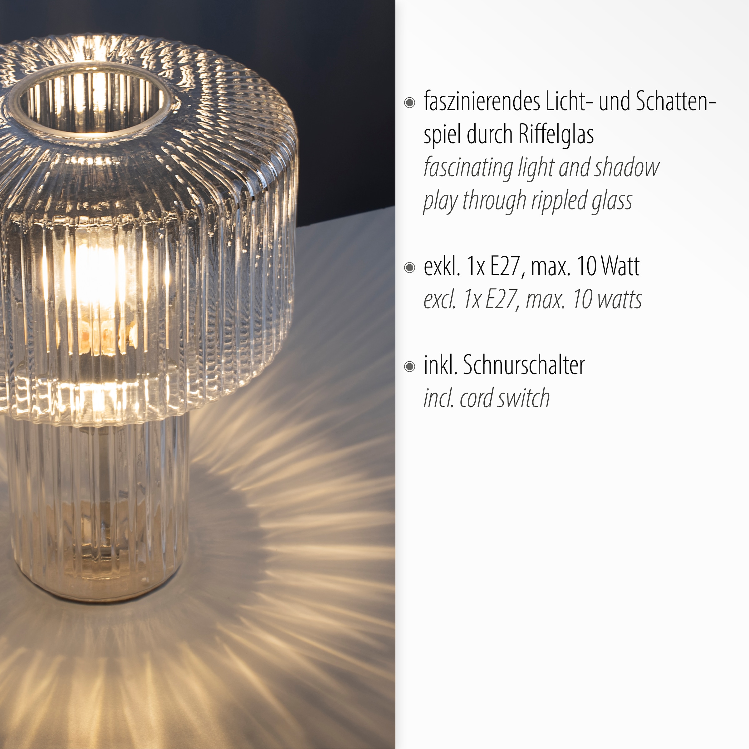 Paul Neuhaus Tischleuchte »FUNGUS«, 1 flammig, Leuchtmittel E27 | ohne Leuchtmittel, ExklusiveE27, Schalter, Schnurschalter