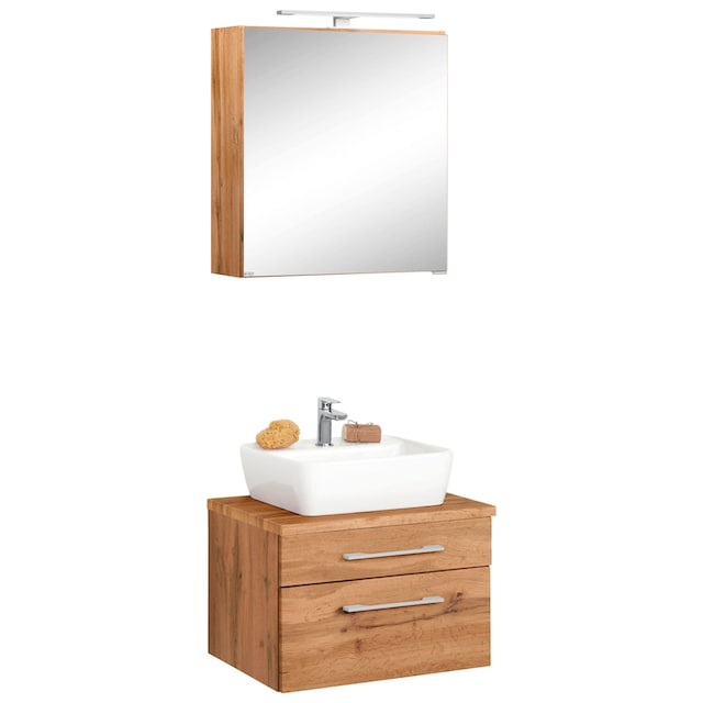 HELD MÖBEL Badmöbel-Set »Davos«, (2 St.), Spiegelschrank Breite 60 cm, mit  rechteckigem Waschbecken auf Raten bestellen