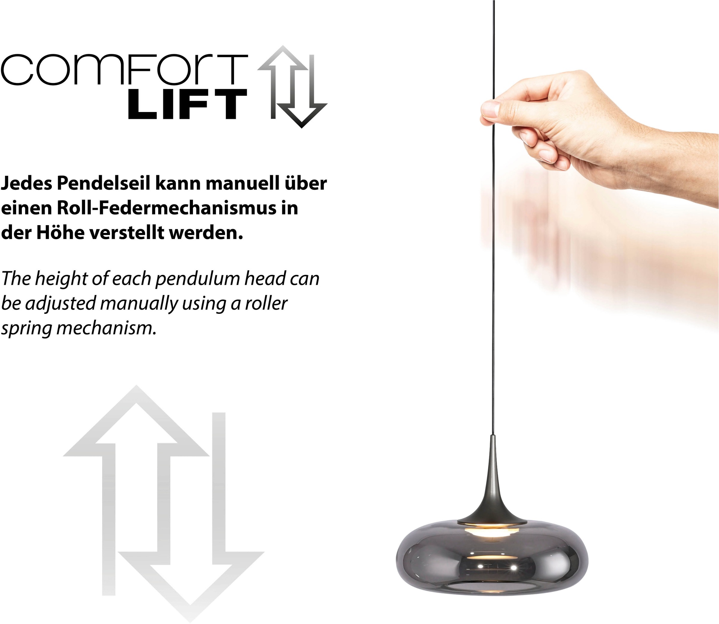 SCHÖNER WOHNEN-Kollektion LED Pendelleuchte »POSH« LED-Board 1 Stk. Warmweiß SCHÖNER WOHNEN Kollektion, SimplyDim, Memoryfunktion, Comfort-Lift