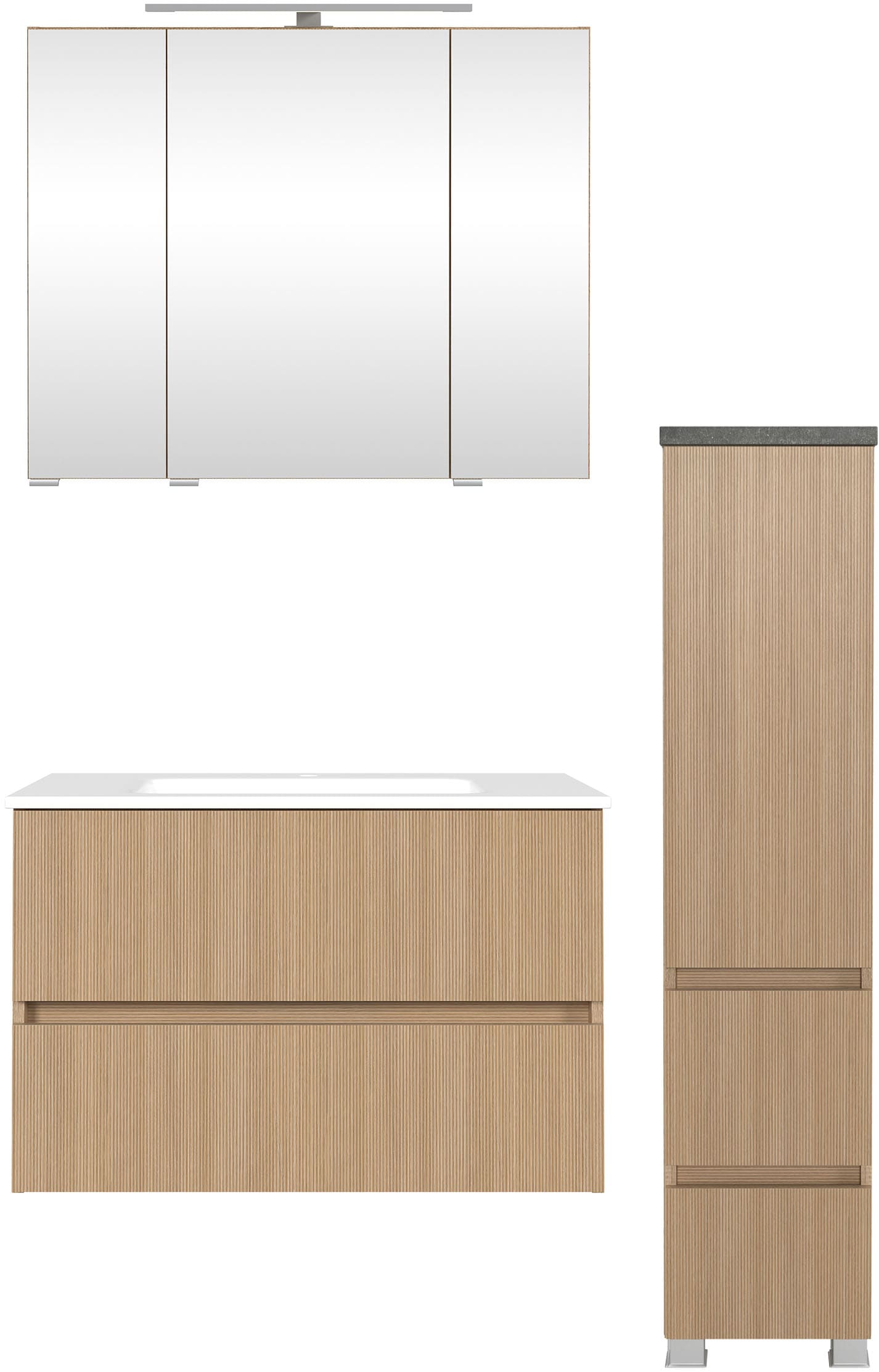 welltime Badmöbel-Set »EIXO, Set aus Spiegelschrank, Waschtisch und Midisch günstig online kaufen