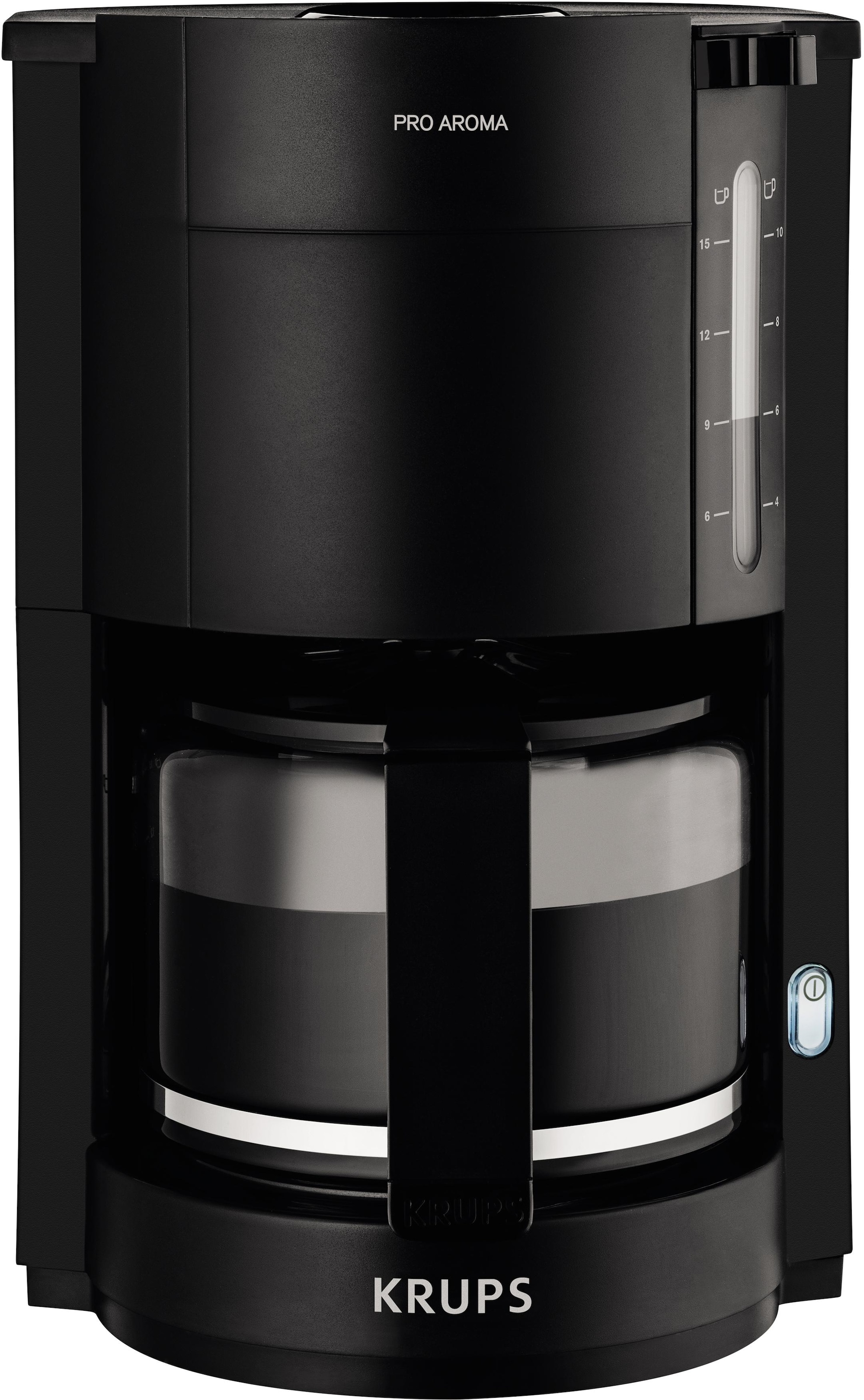 Krups Filterkaffeemaschine »F30908 Pro Aroma«, mit Glaskanne, 1,25L Füllmenge, 10-15 Tassen, 1050W, Schwarz
