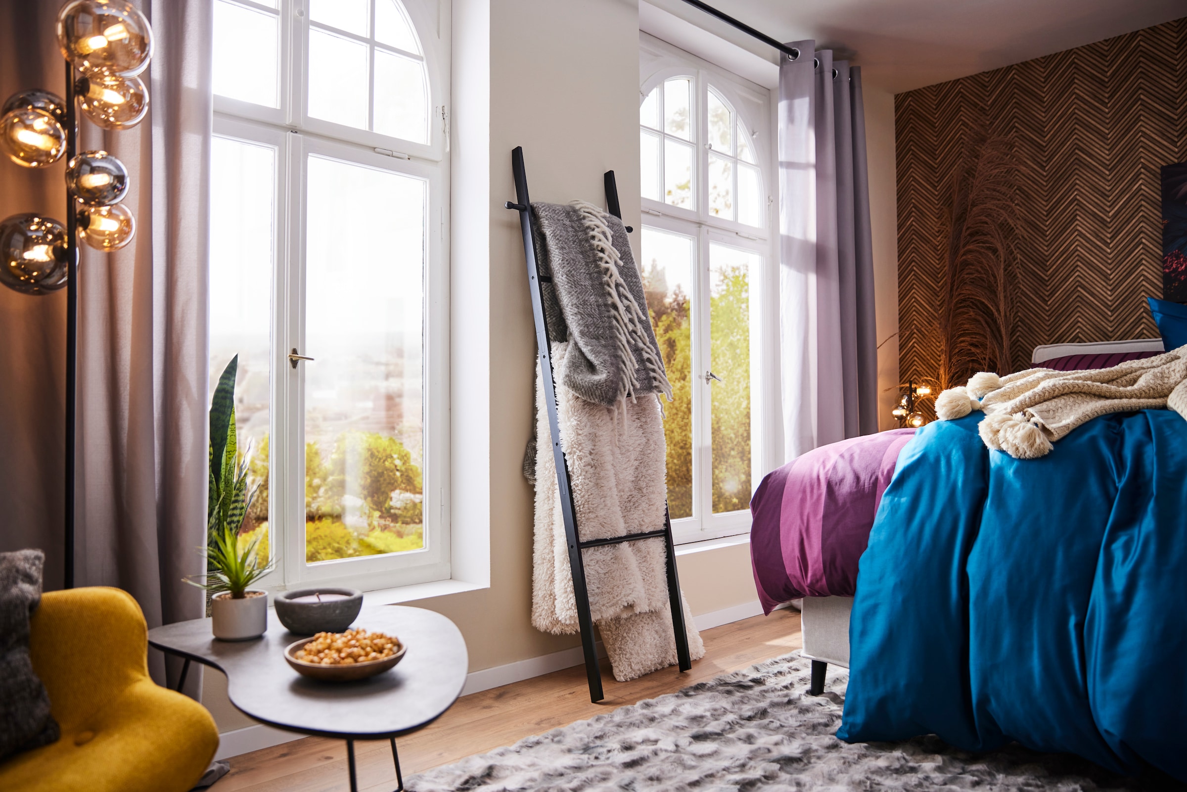 WENKO Handtuchleiter »Loft«, Bambus, schwarz lackiert