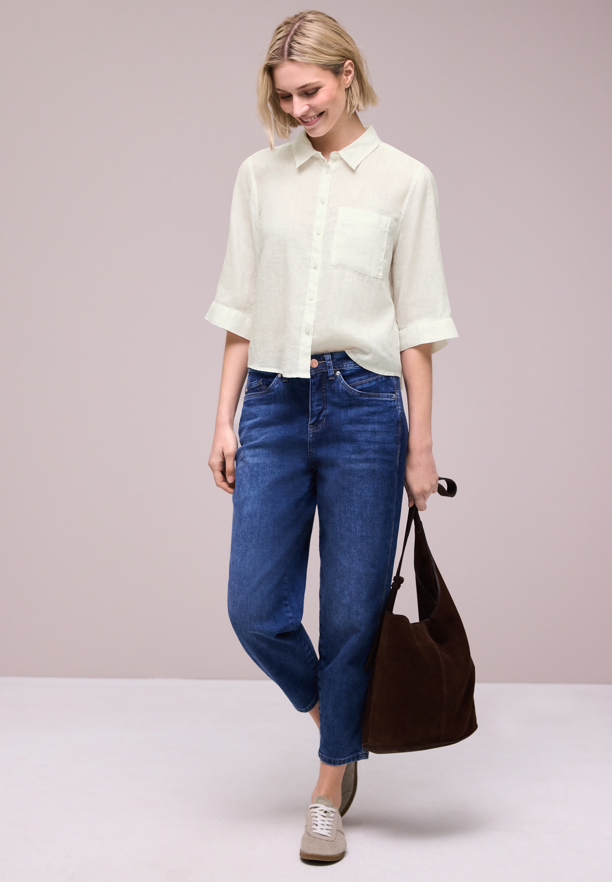 STREET ONE Shirtbluse 3/4-Arm Sommerbluse aus Leinen