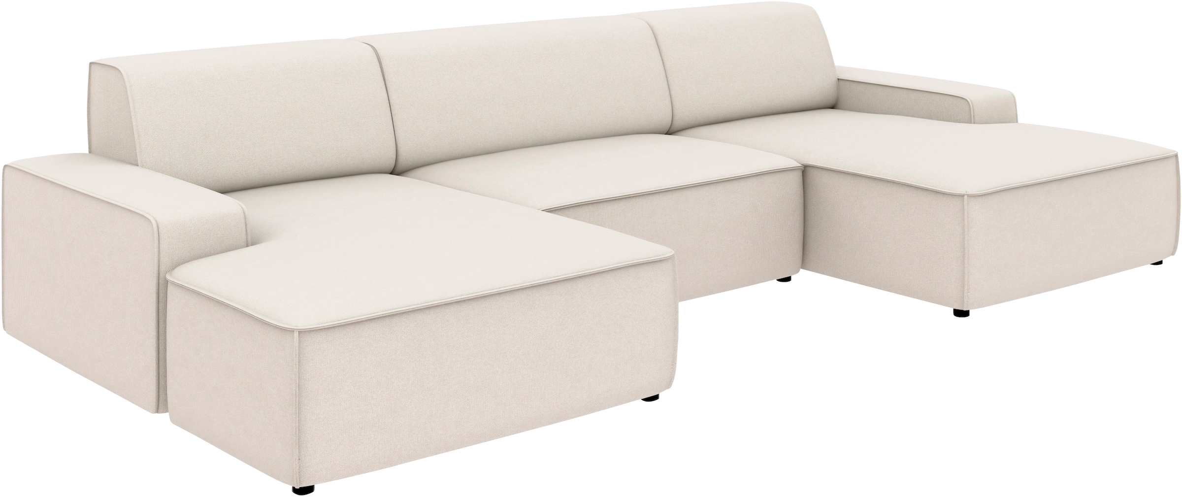 TRENDMANUFAKTUR Wohnlandschaft »Graz, wahlweise mit Sitzvorschub und Bettkasten, U-Form, Breite 329 cm« in Cord-, haustierfreundlichem LEO Struktur- oder LUMOS-3D-Bezug