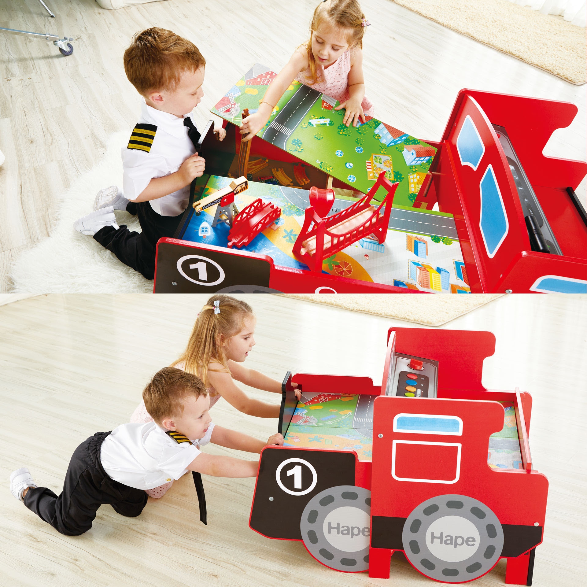 Hape Spieltisch »Aufklappbarer Eisenbahntisch«, mit lustigen Licht- und Soundeffekten