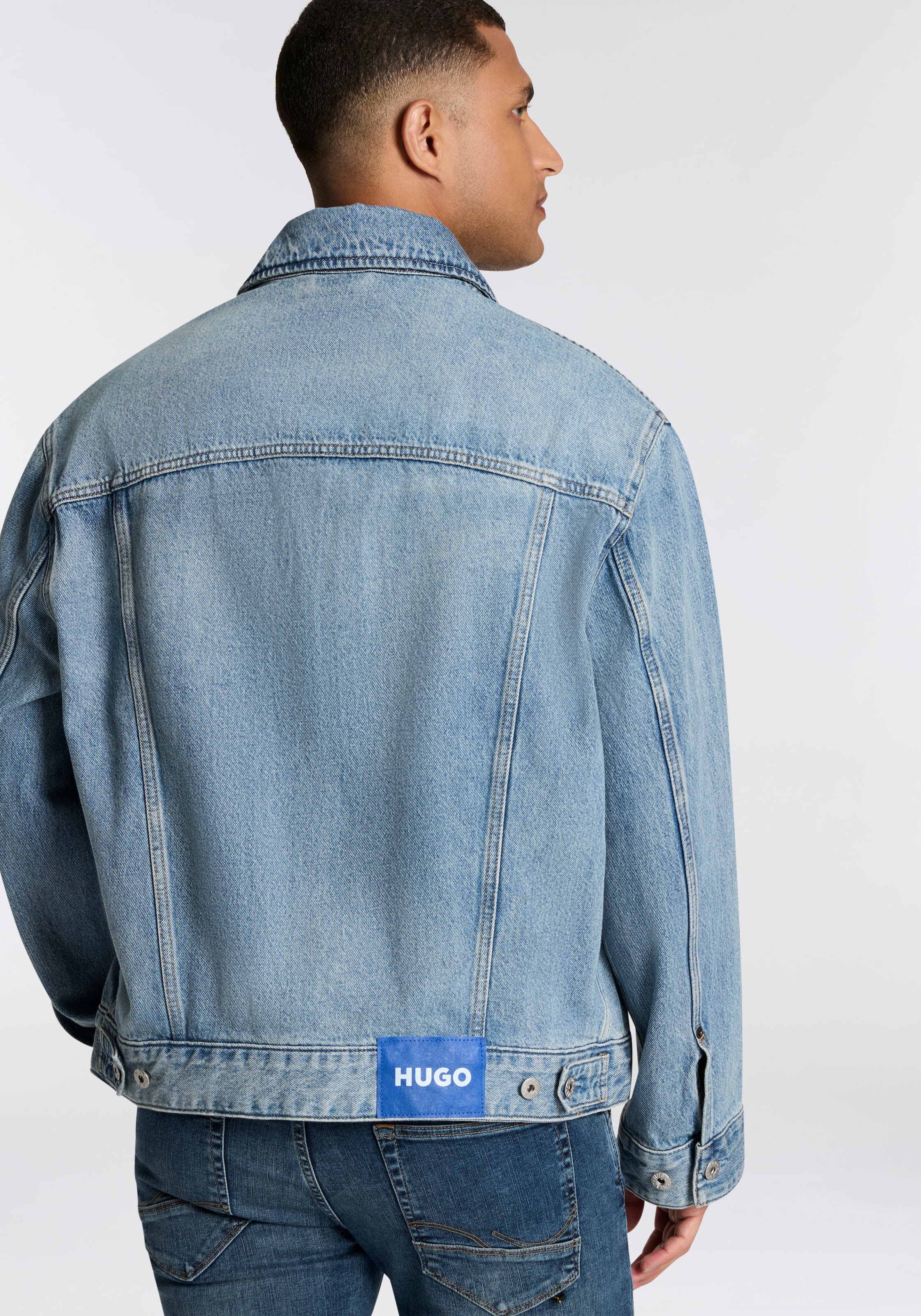 HUGO Blue Jeansjacke »Kirkby«, loose fit, Stone-washed-Effekt