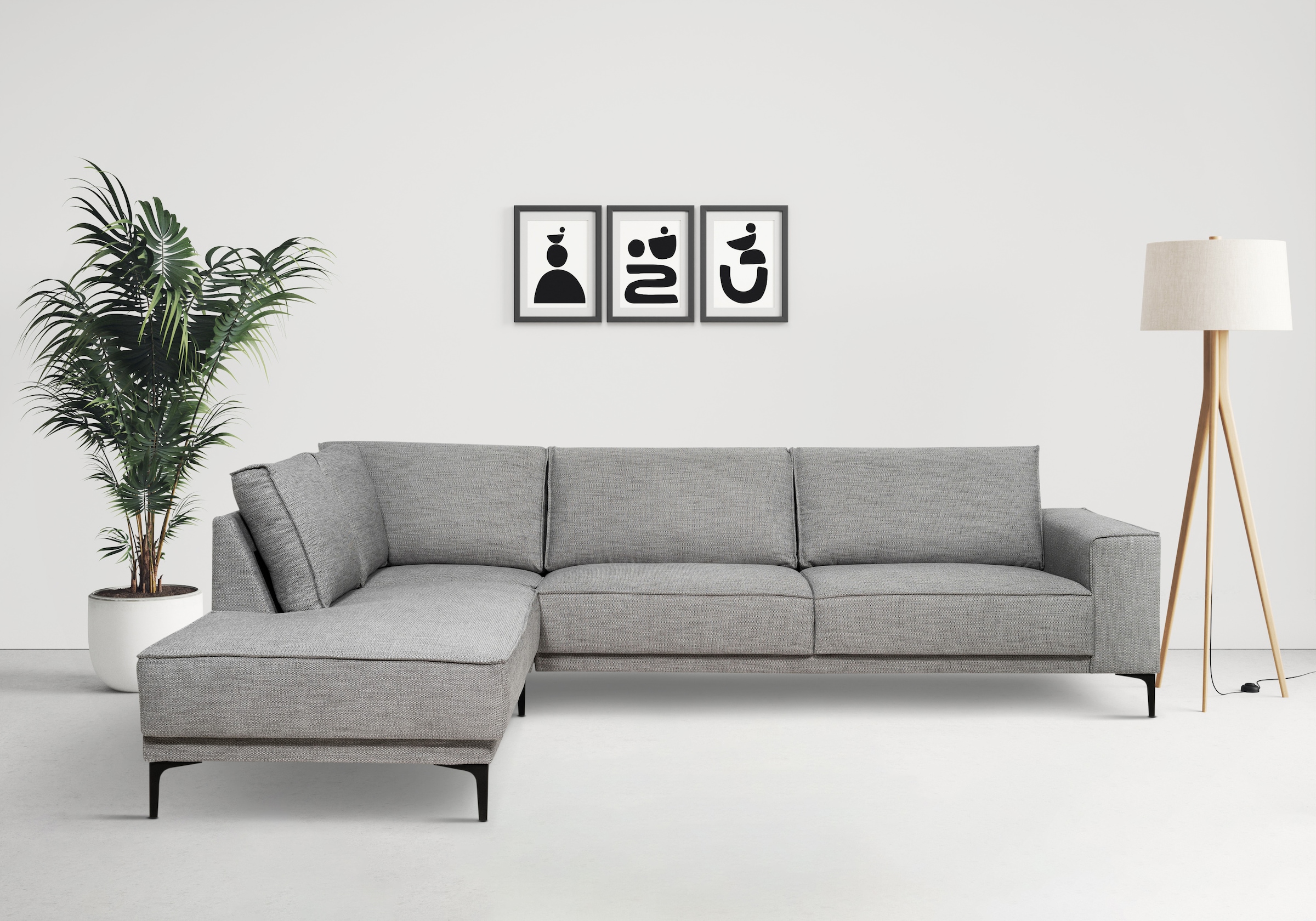 PLACES OF STYLE Ecksofa »Polsterecke Oland, Struktur, Flachgewebe, Luxus-Mi günstig online kaufen