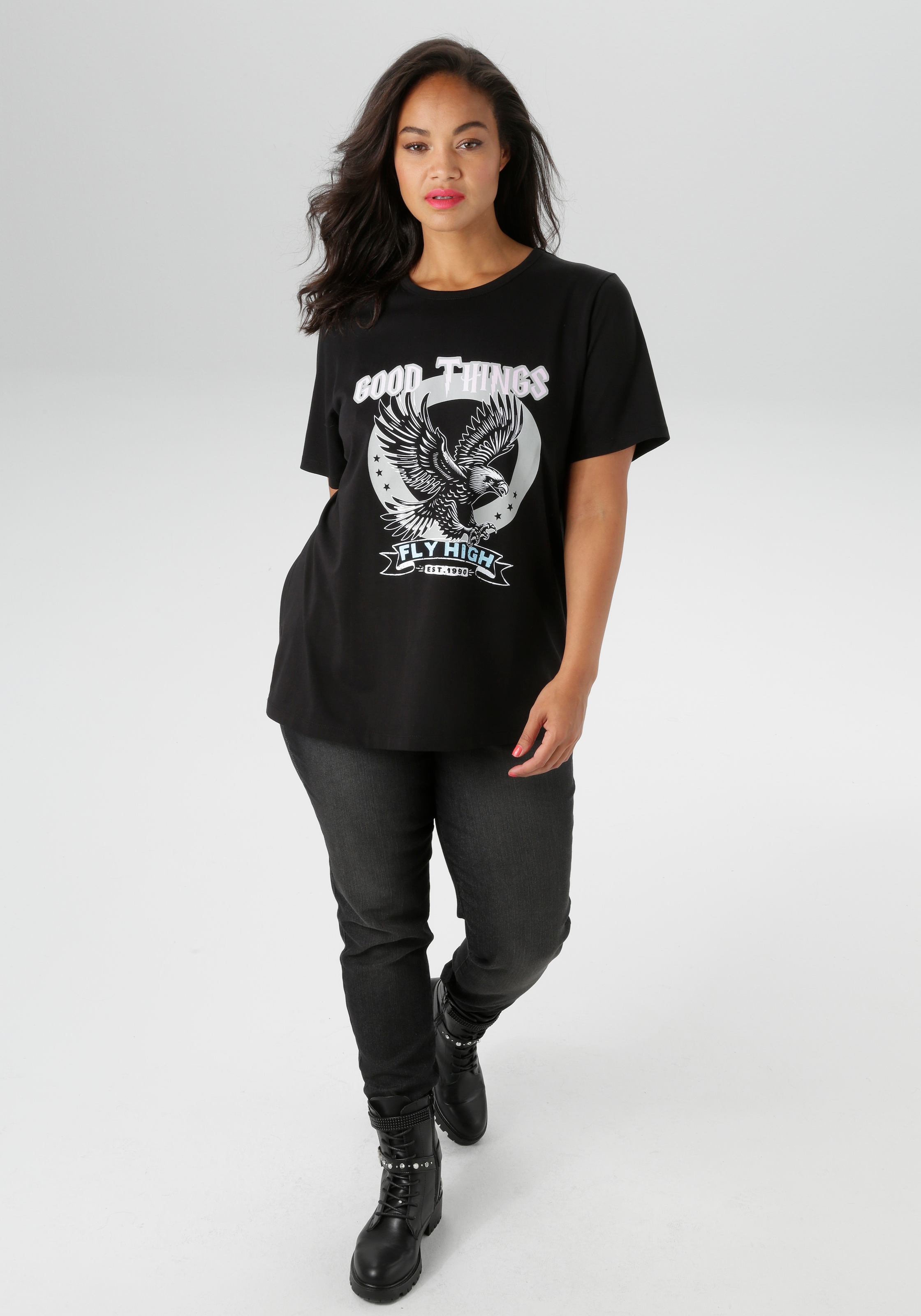 Aniston PLUS T-Shirt, mit trendigen Frontprint - NEUE KOLLEKTION