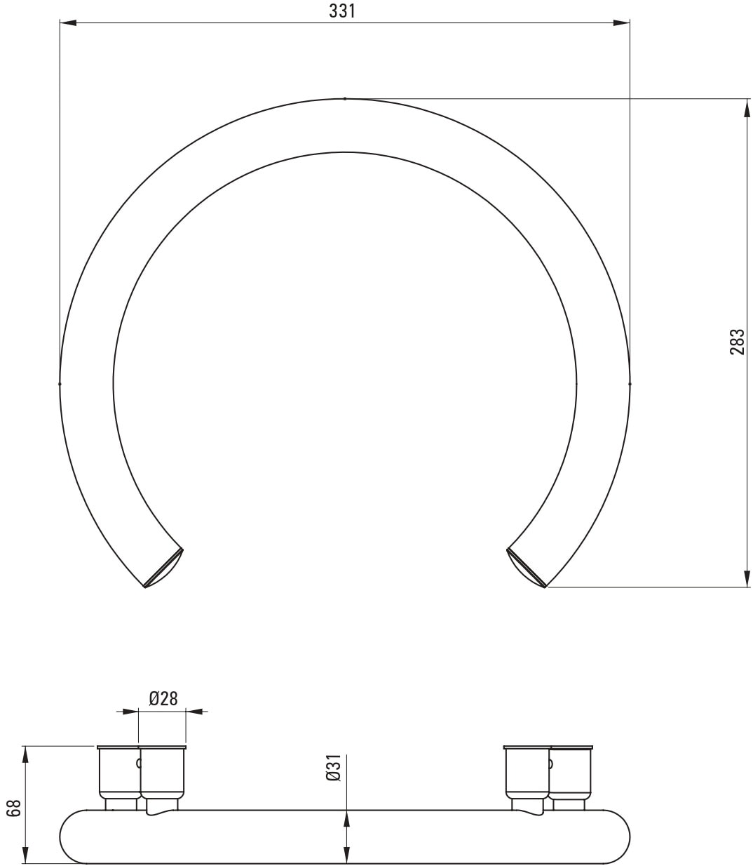 Deante Haltegriff »»Vital« Wandhalterung in Hufeisenform, 2in1, moderne Nero-Beschichtung«, Tragegewicht 150 kg, einfache Montage