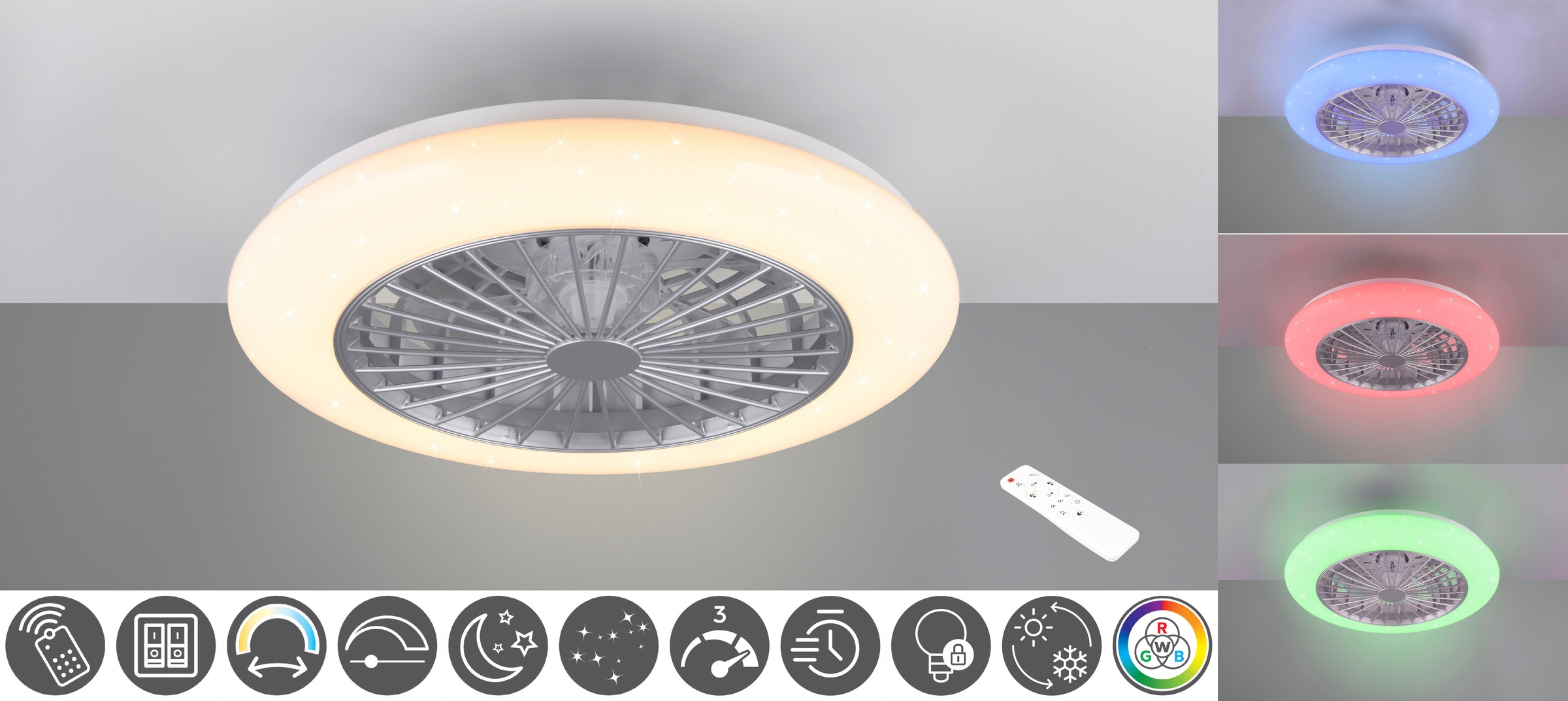 REALITY Leuchten LED Deckenleuchte »Stralsund Deckenventilator«, 1 flammig, günstig online kaufen