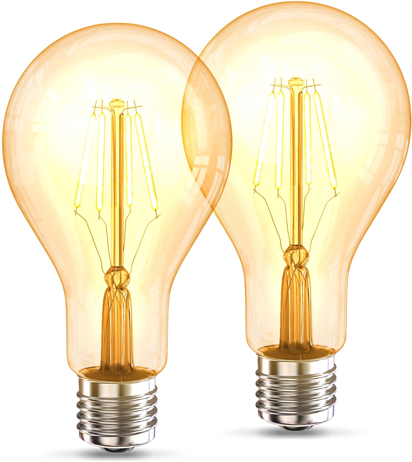 B.K.Licht LED-Leuchtmittel »BK_LM1404 LED Leuchtmittel 2er Set E27 A75«, E27, 2 St., Warmweiß, 2.200 K Edison Vintage Glühbirne Filament