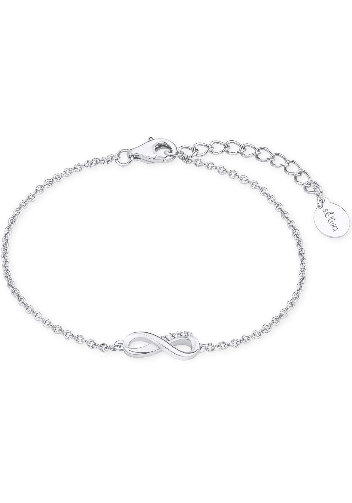 S.OLIVER Silberarmband »Infinity/Unendlichkeit« mit Zirkonia (synth.) Silber-925 + weiß 19 cm Armband für die Ewigkeit