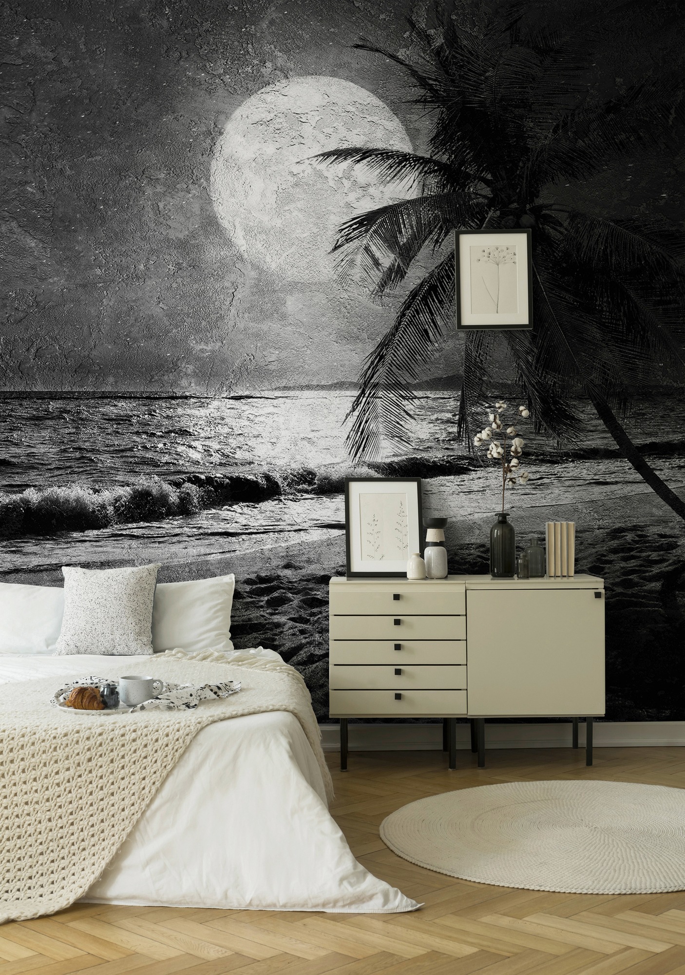 Architects Paper Fototapete »Atelier 47 Beach at Night 3«, Strand-Meer, Vlies, Wand, Schräge, Decke