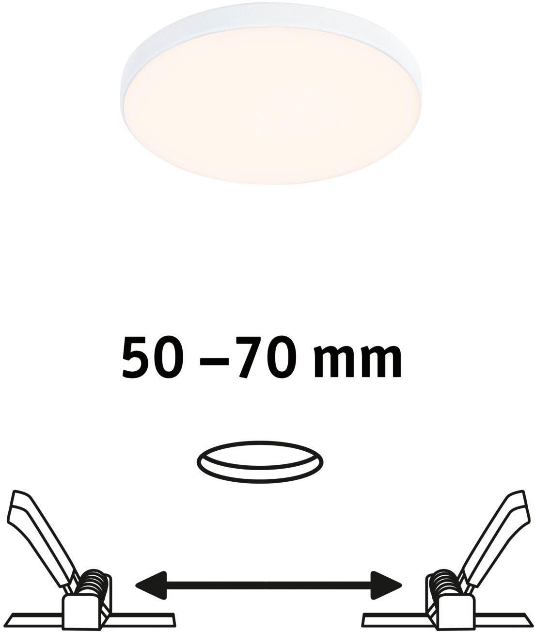 Paulmann LED Einbauleuchte »VariFit LED Einbaupanel Veluna Edge IP44 rund 90mm 450lm 3000K Weiß«, 1 flammig, VariFit LED Einbaupanel Veluna Edge IP44 rund 90mm 450lm 3000K Weiß