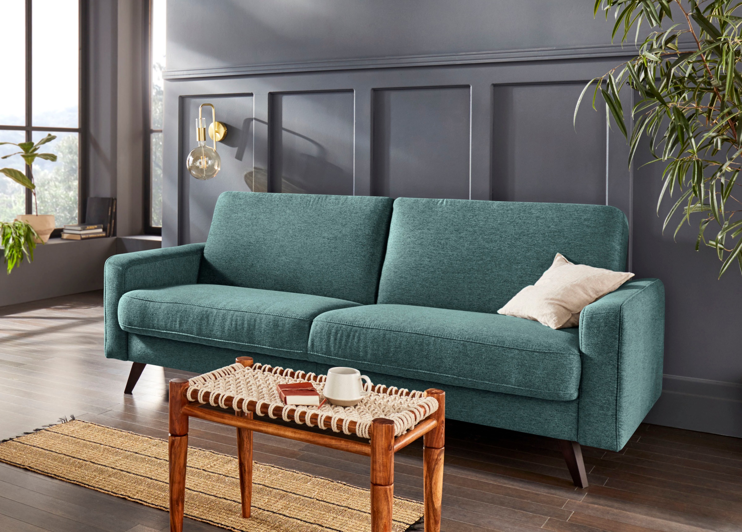 exxpo - sofa fashion 3-Sitzer »Samso, elegant und bequem, toller Sitzkomfort, Schlafsofa«, Kippcouch, inklusive Bettfunktion und Bettkasten, Komfortsitzhöhe 49cm