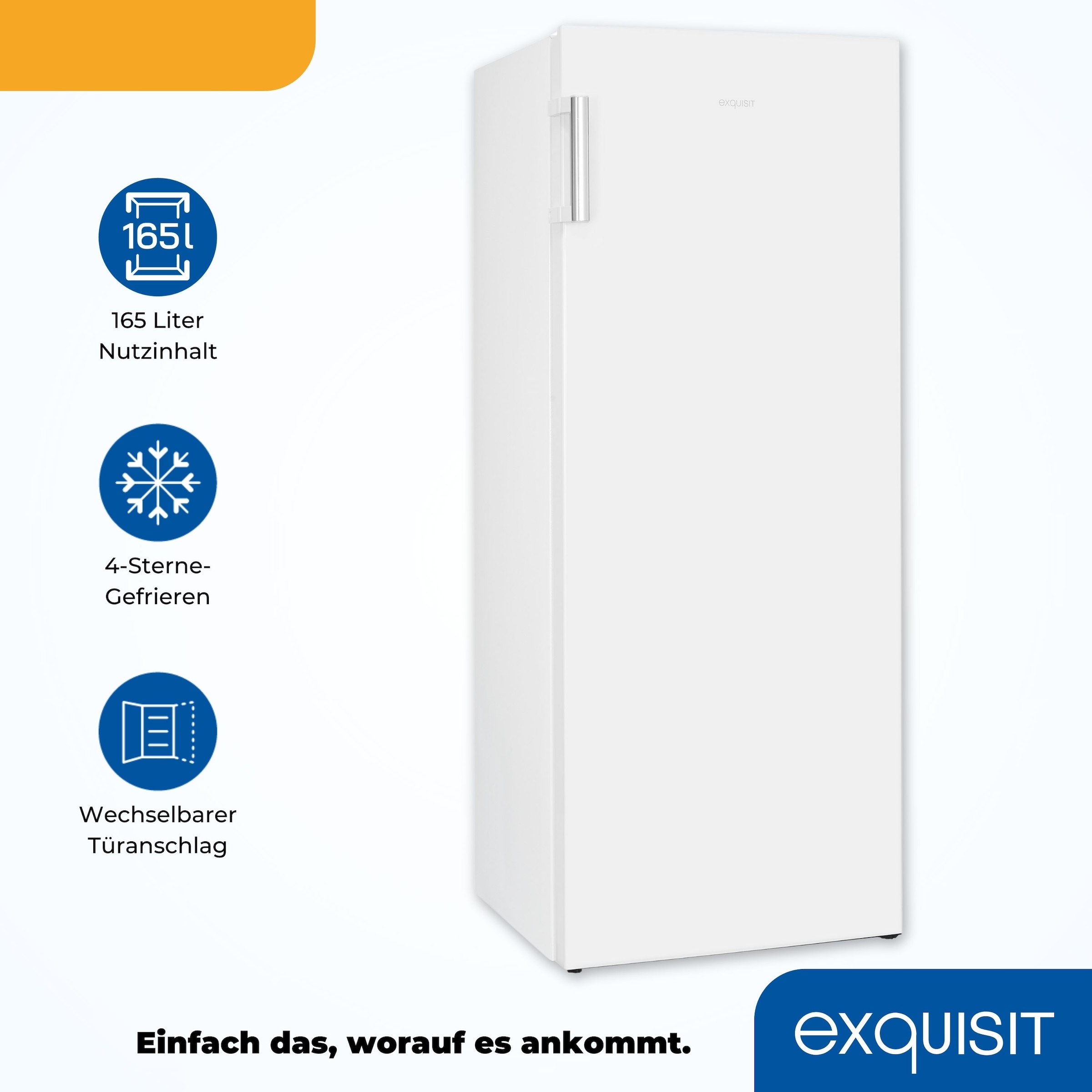 exquisit Gefrierschrank »GS230-H-010E« 143,4 cm hoch 55 cm breit 4*-Gefrierschrank  mit praktischem Griff – leicht & bequem zu öffnen