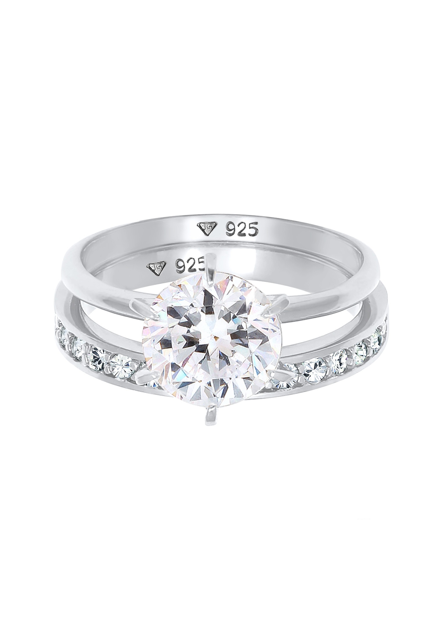 Elli Solitärring »Kristalle Eternity (2 tlg) 925 Silber«