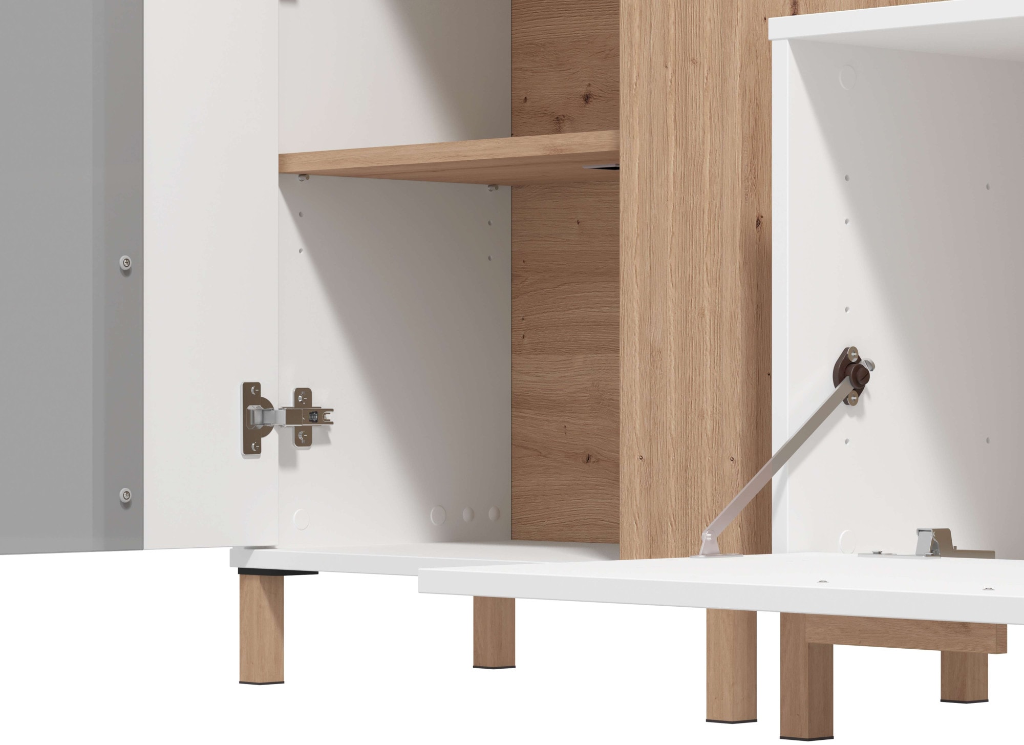 INOSIGN Wohnwand »Bastia Wohnwand, Mediawand, Anbauwand, mit MDF-Profilen, Breite 281 cm«, (Komplett-Set, 4 St., 4-st), Set besteht aus 1 Vitrine, 1 TV-Board, 1 Hängevitrine und 1 Wandregal
