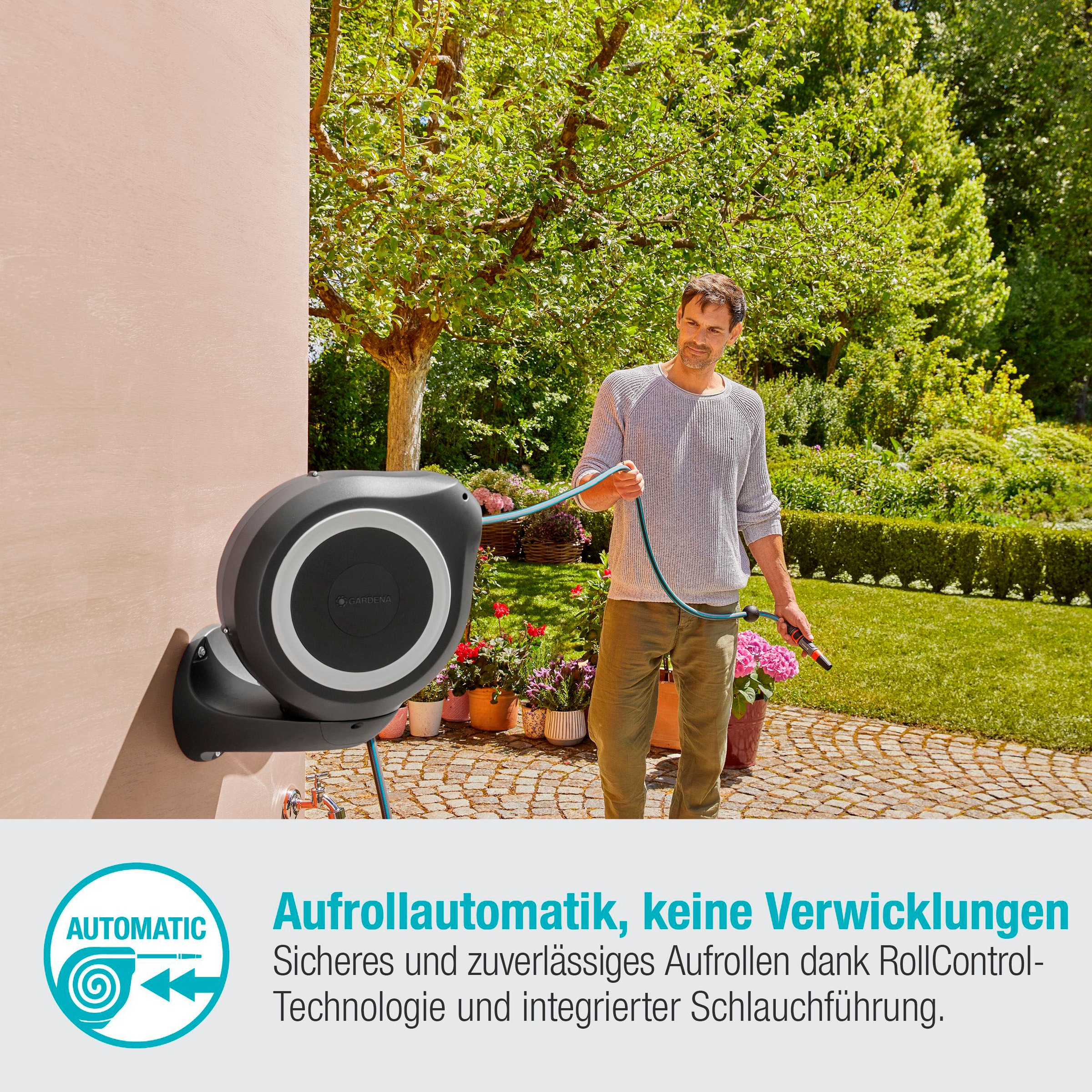 GARDENA Wandschlauchbox »RollUp M, 18612-20«, mit 20 Meter Schlauch
