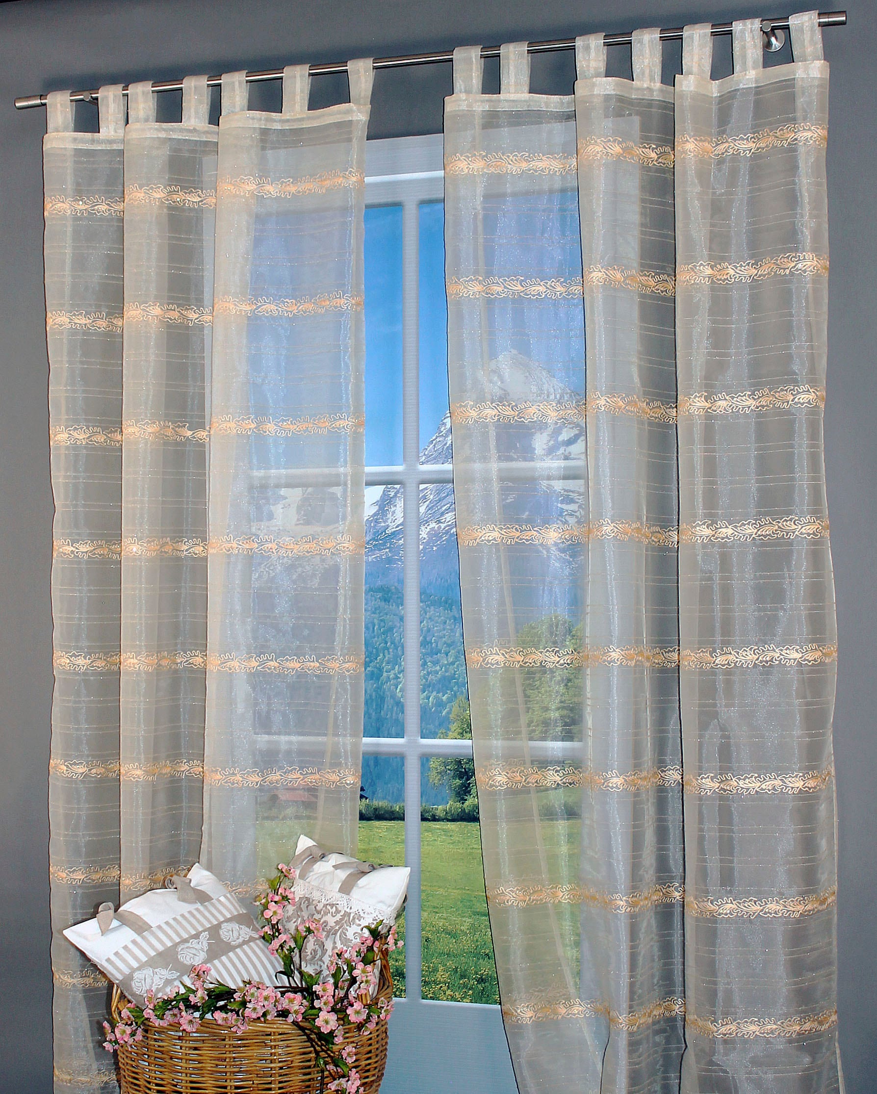 HOSSNER - ART OF HOME DECO Gardine »Sihlsee«, (1 St.), Schlaufenschal im besonderen Design