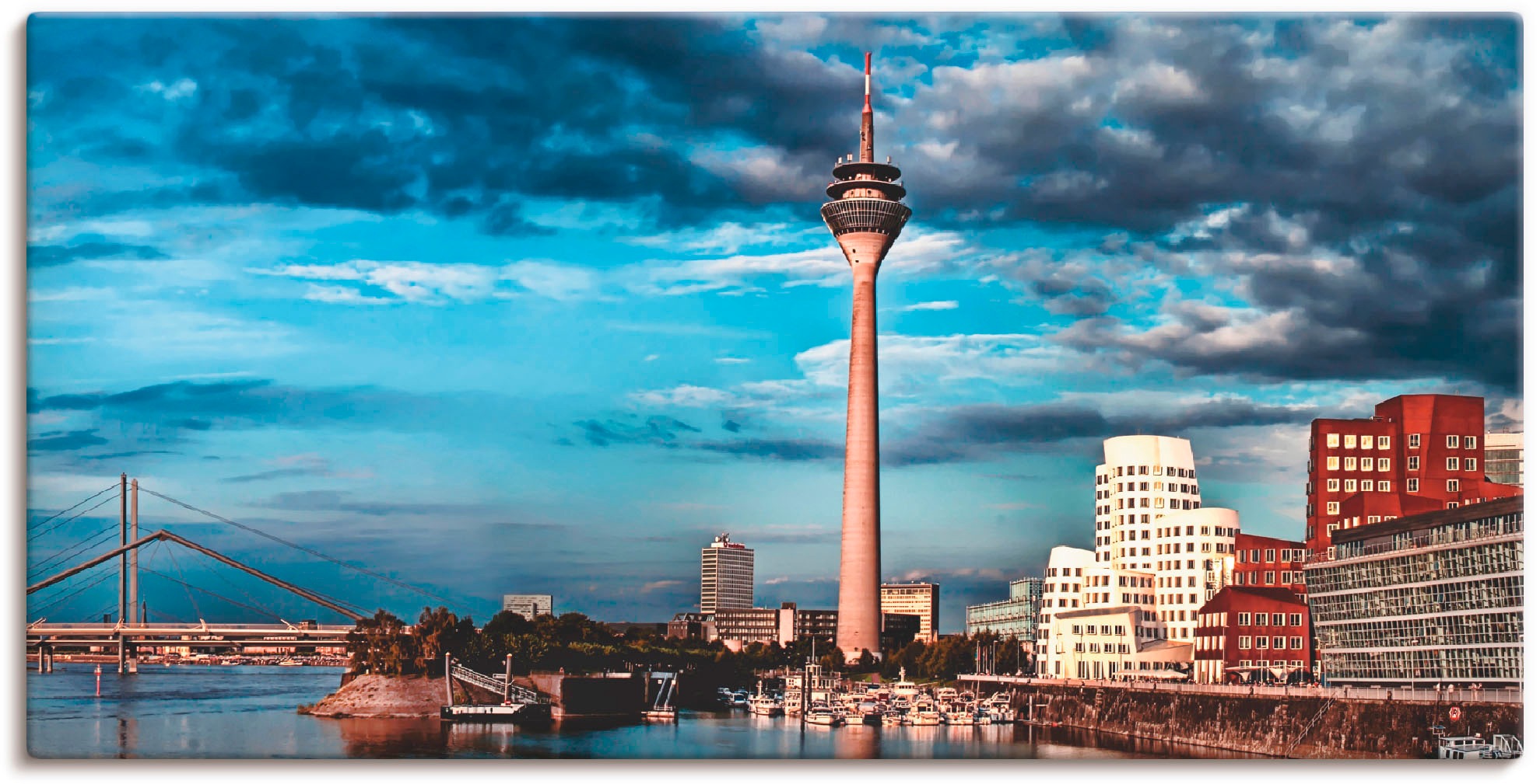 Artland Leinwandbild "Düsseldorf Skyline I", Deutschland, (1 St.), auf Keil günstig online kaufen