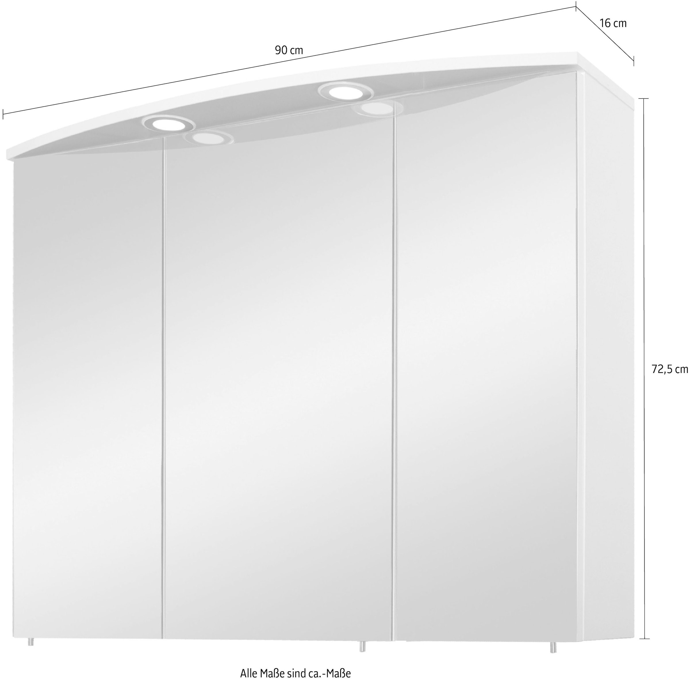 Schildmeyer Spiegelschrank »Verona«, Breite 90 cm, 3-türig, 2 LED-Einbaustrahler,  Schalter-/Steckdosenbox jetzt im %Sale