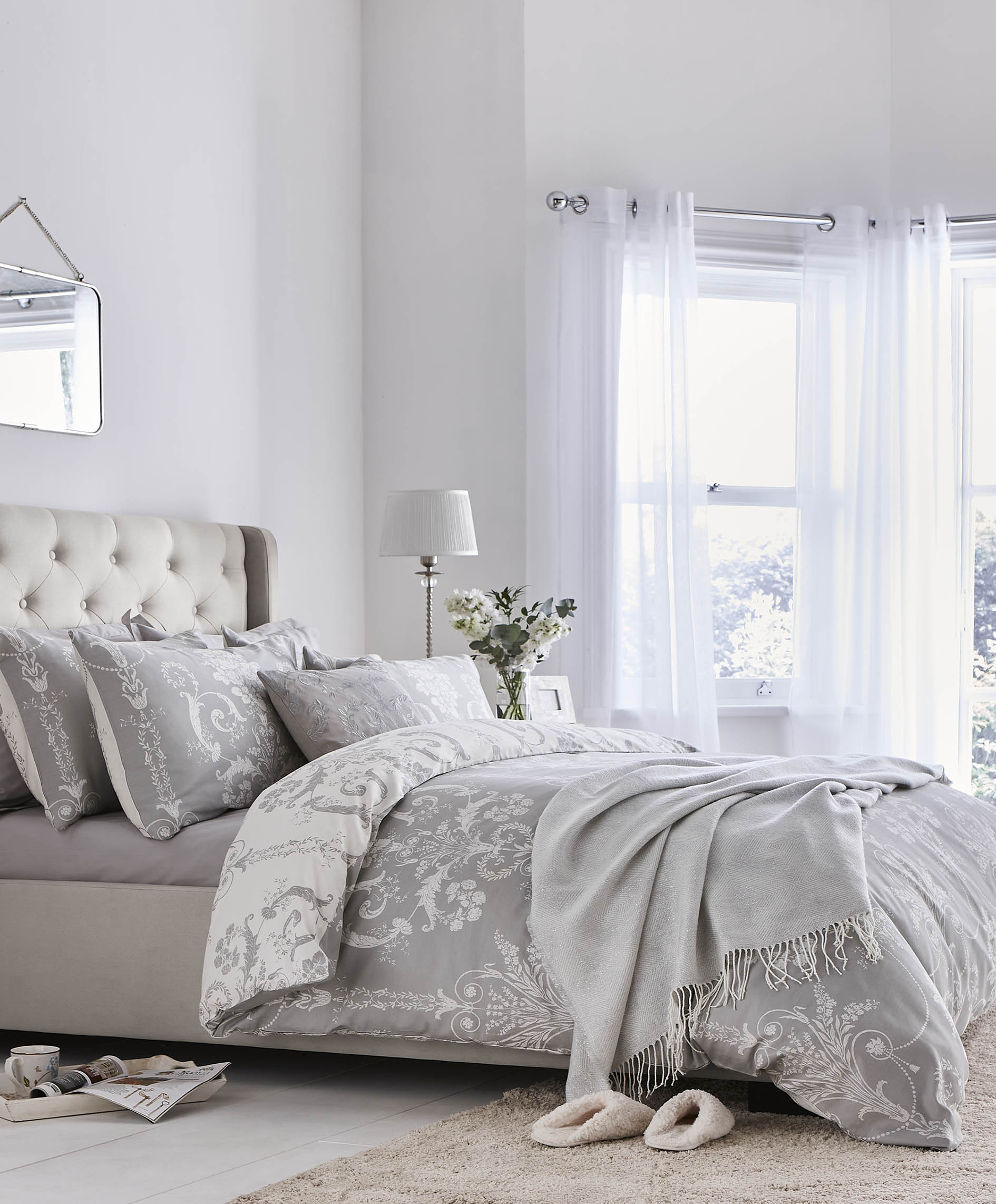 Laura Ashley Wendebettwäsche »Josette, Aus Baumwoll Satin, « 3 Tlg. Tlg. Mit Floralem Muster, Inkl 2 Kissenbezüge
