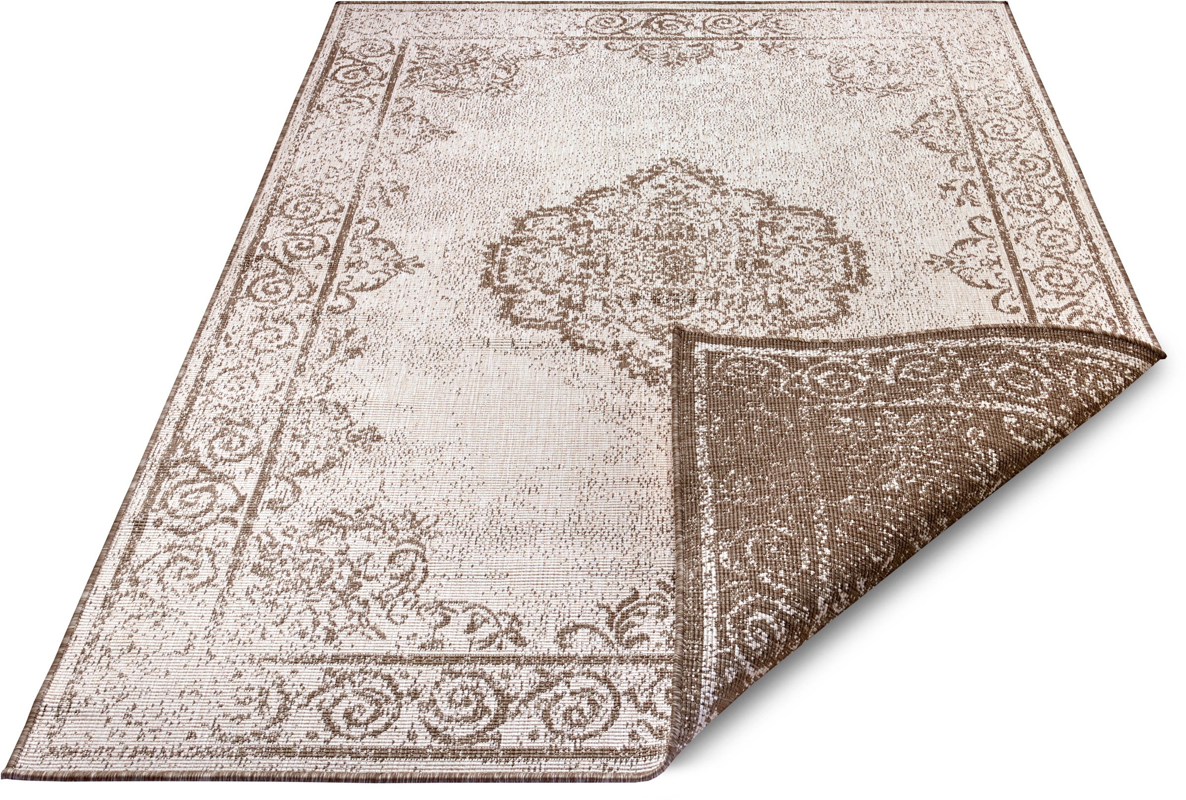 NORTHRUGS Teppich »CEBU Wendeteppich«, rechteckig, 5 mm Höhe, In-& Outdoor, Wetterfest, Balkon, Wohnzimmer, Wasserfest, Orientalisch