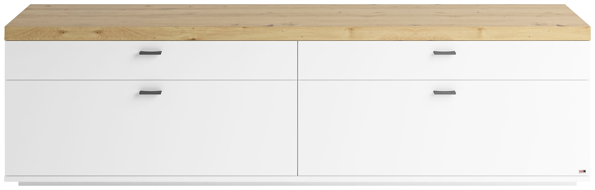 SET ONE BY MUSTERRING Lowboard »Lancaster« In 2 Breiten erhältlich, Rahmen in Eicheabsetzung, mit Schubkästen Weiss mit Eiche Artisan