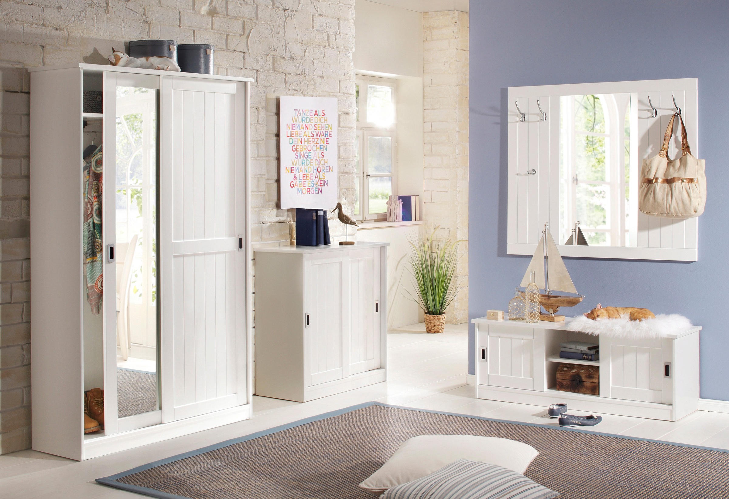 Home affaire Garderobenschrank »Nekso« mit Spiegel, Breite 114 cm, aus MDF günstig online kaufen