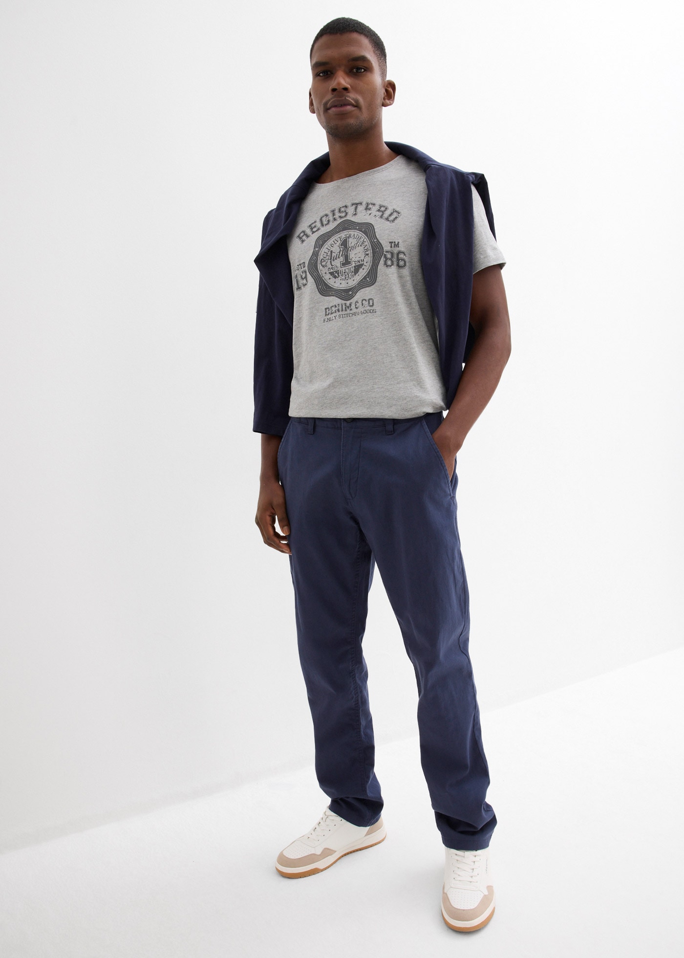 bonprix Chinohose  aus Leinen und Baumwolle, Regular Fit, im Chino-Stil