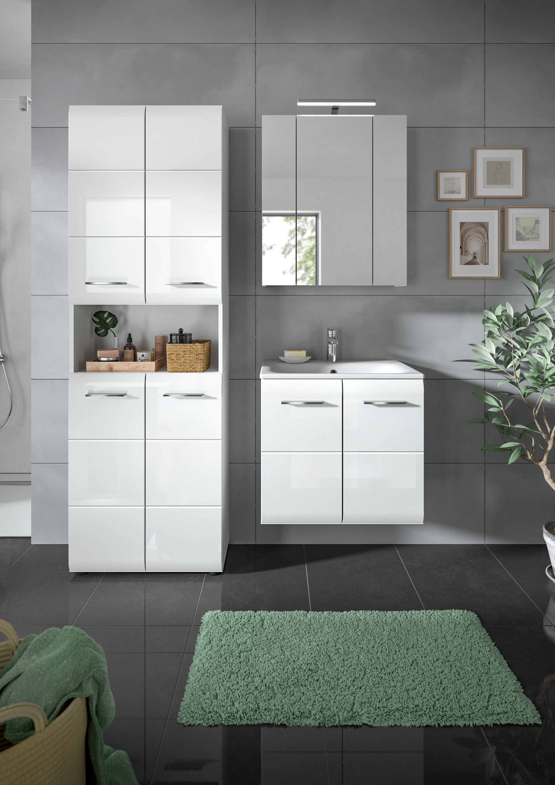INOSIGN Badezimmer-Set Set, 5 Stk. tlg. Florenz, Badkombination 5-tlg,Weiß günstig online kaufen