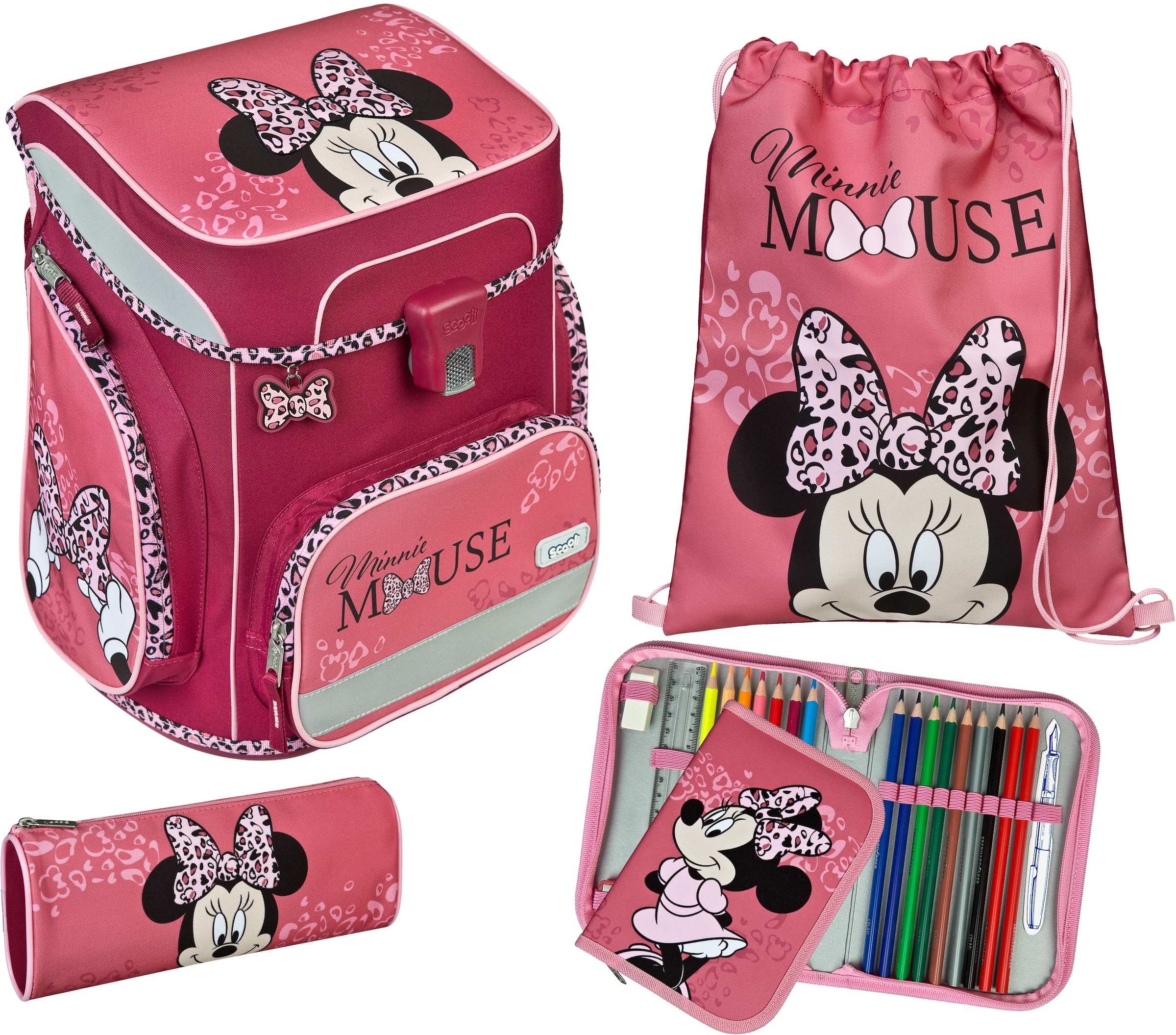 Mouse Pink«, Girl, Reflektoren Minnie Happy Scooli kaufen bequem »EasyFit, Schulranzen