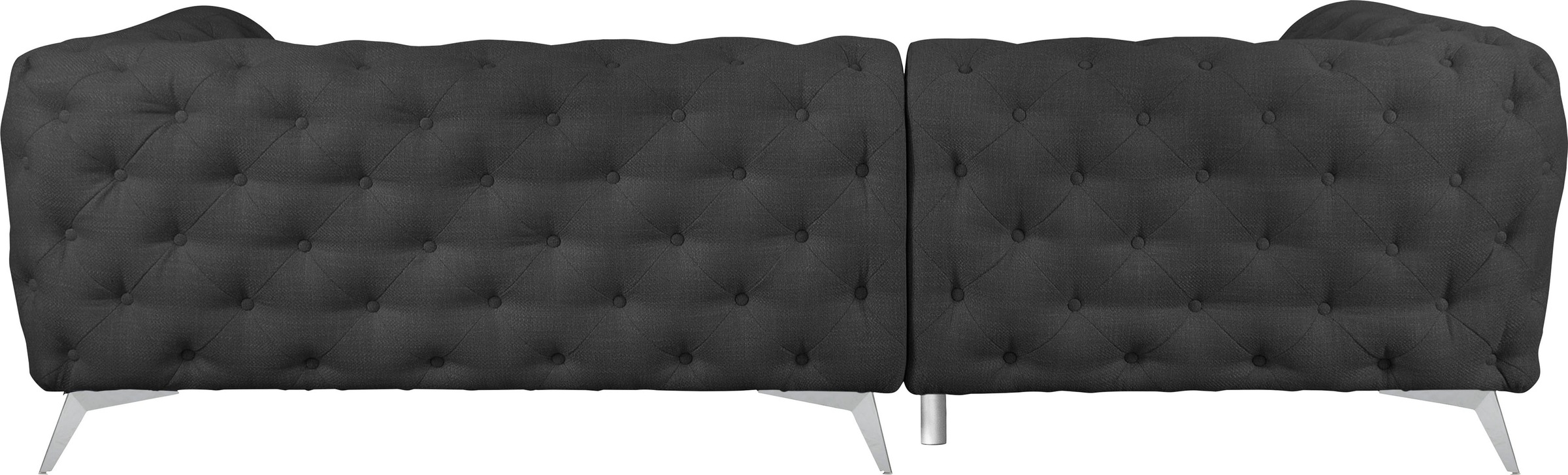 Leonique Chesterfield-Sofa »Ecksofa GLYNIS L-Form mit Wellenunterfederung, Maße B/T/H 264/204/75cm«, aufwändige Knopfheftung, moderne Chesterfield Optik, Fußfarbe wählbar