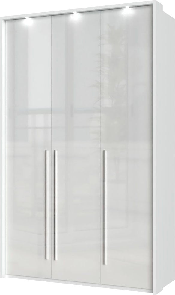 Places of Style Kleiderschrank »Piano, inklusive Rahmen und Beleuchtung, soft-close-Funktion«, (viele Breiten zur Auswahl, 226cm hoch), beige oder weiß, UV lackiert, Hochglanzfronten, FSC-zertifiziert