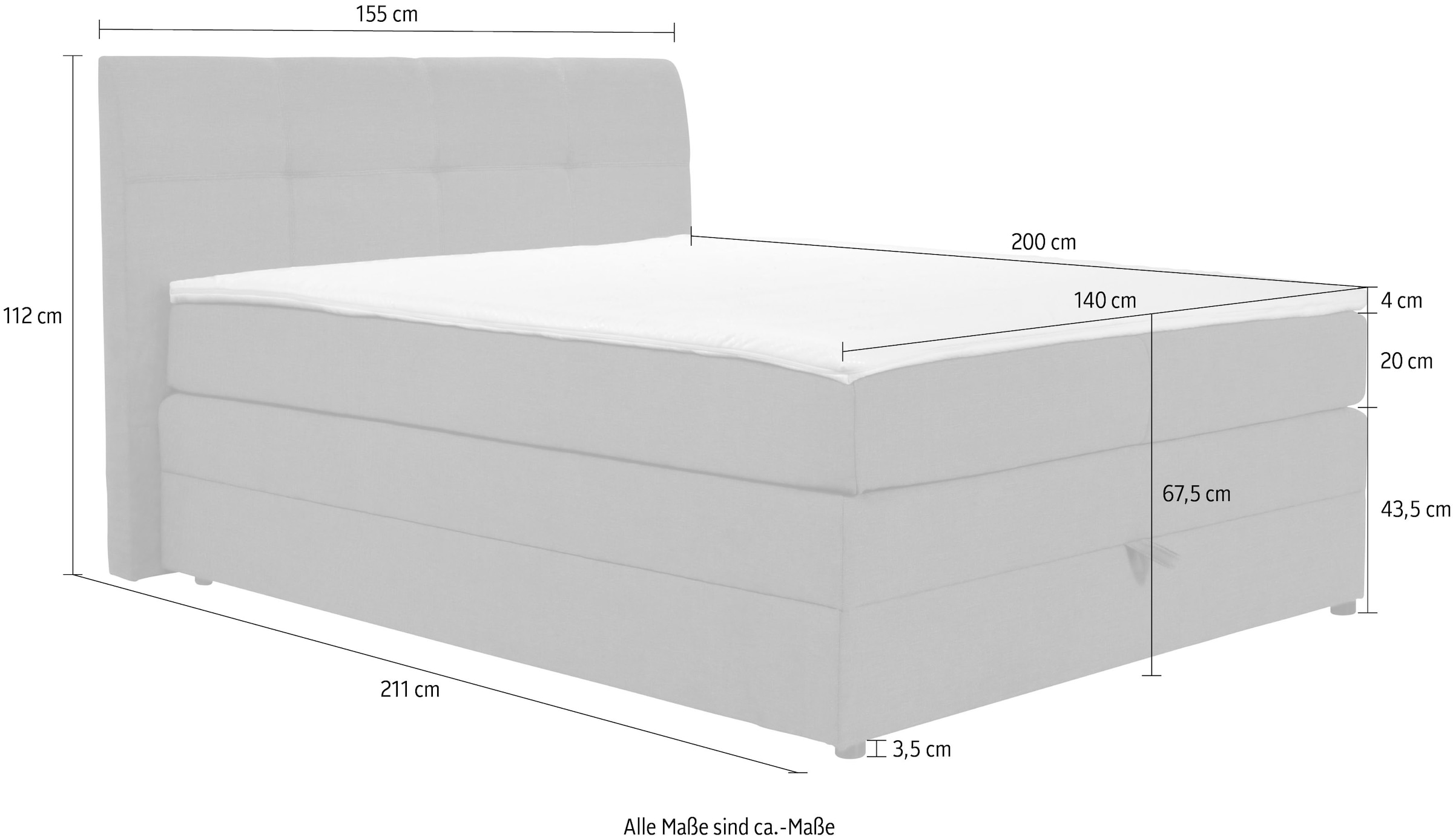 5. Bild von Home affaire Boxspringbett »Finja«, (4 St.), besonders komfortable Liegehöhe, mit praktischem Bettkasten