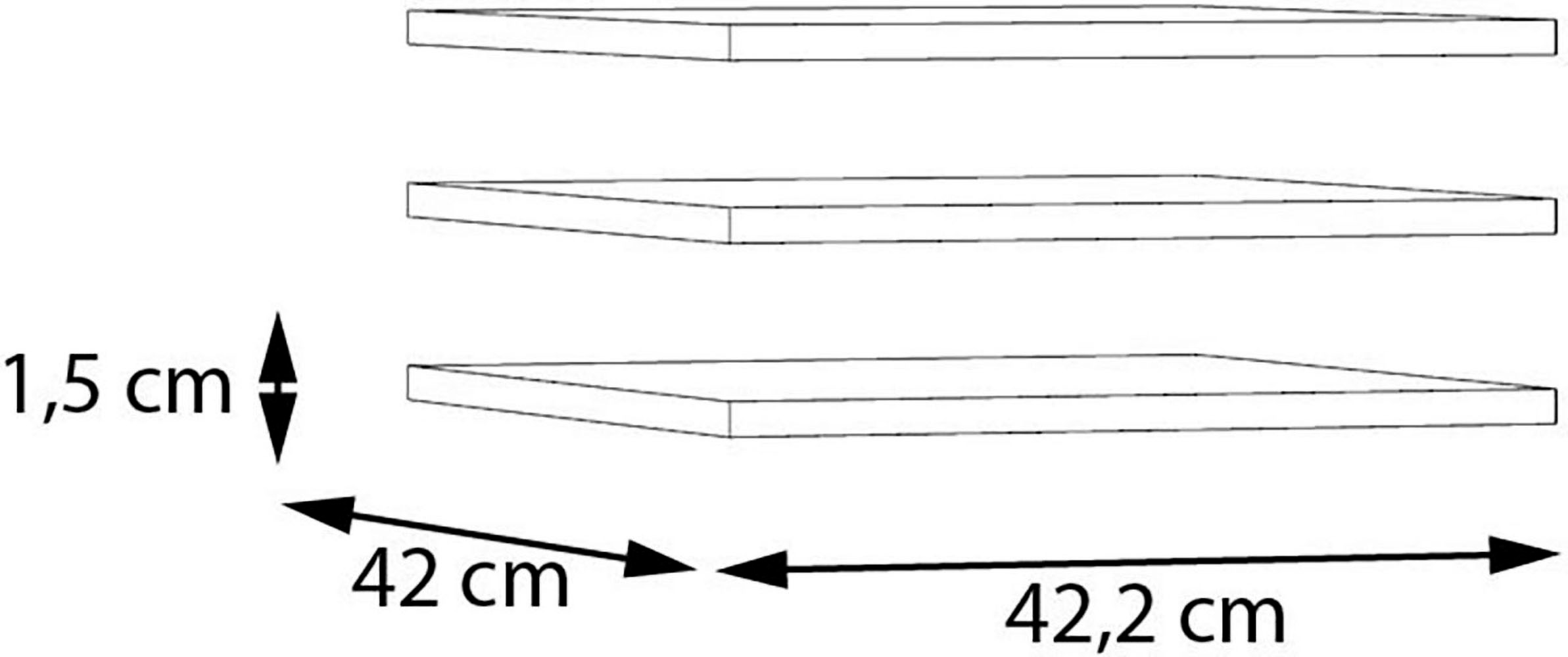 FORTE Einlegeboden Set, 3-er Set, 3 Stk. tlg. Einlegeboden 3er Set, Textilstruktur, Breite 42,2 cm