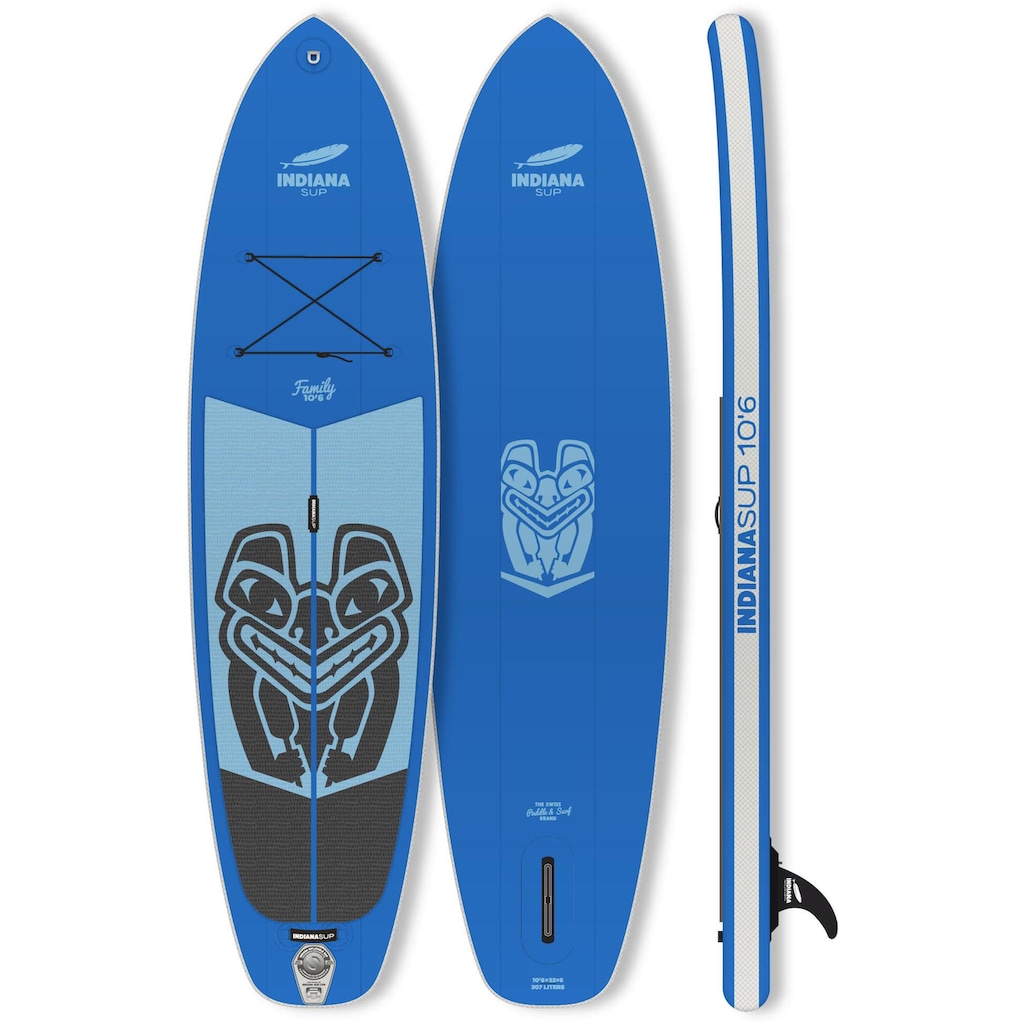 Indiana Paddle & Surf Inflatable SUP-Board »Indiana 10'6 Family Pack GREY«, (Set)