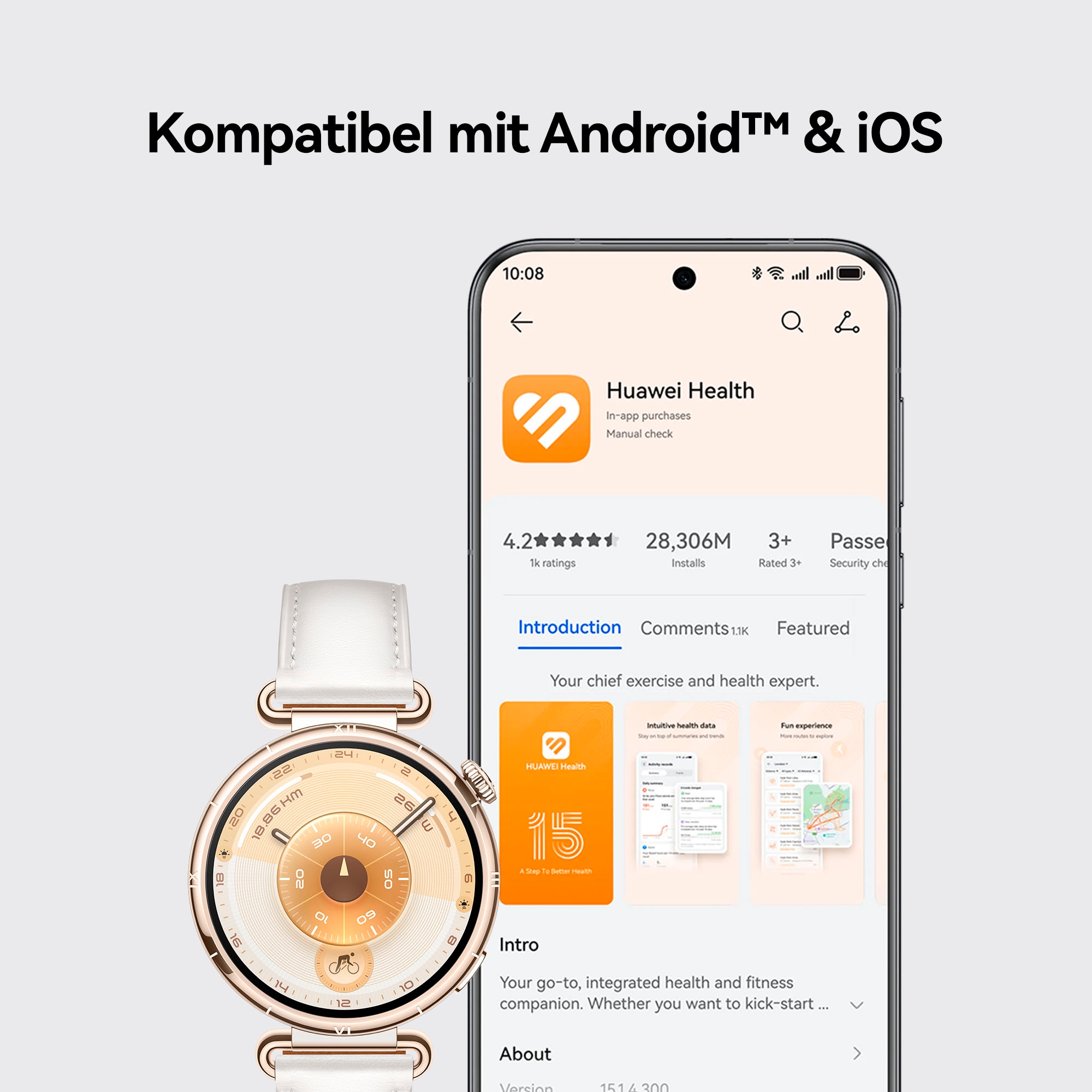 Huawei Smartwatch »WATCH GT6 41 mm«, (3,35 cm / 1,32 Zoll), 64 GB, Bis zu 14 Tagen Akkulaufzeit, Fahrrad-Features, Umfassend kompatibel